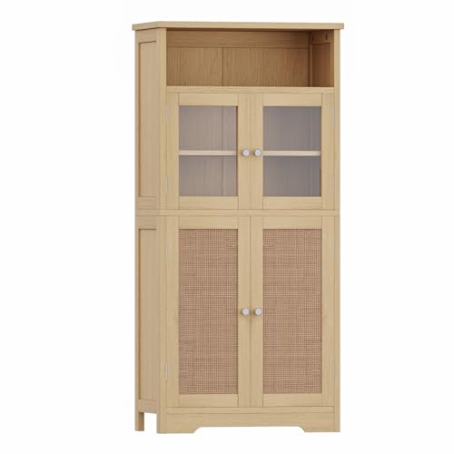 Irontar Bathroom Storage Cabinet, Freestanding Bathroom Cabinet with Open Storage, Kitchen Pantry Cabinet with Doors, Bathroom Floor Cabinet, 23.6 x 11.8 x 50.4 Inches, White CWG007W