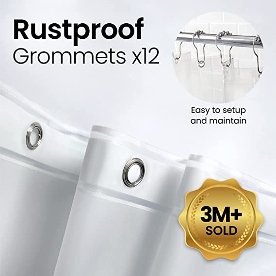 Bathroom Shower Curtain Waterproof Plastic Shower Curtain Premium PEVA Non-Toxic with Rust Proof Grommets Clear 8G Bathroom Accessories 72x72