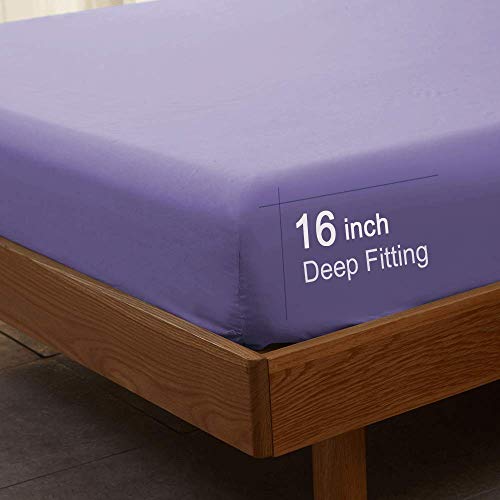 Bed Sheet Set Super Soft Microfiber 1800 Thread Count Luxury Egyptian Sheets 16-Inch Deep Pocket Wrinkle -4 Piece(Queen Dark Grey)