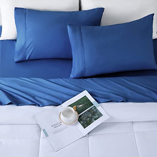 Bed Sheet Set Super Soft Microfiber 1800 Thread Count Luxury Egyptian Sheets 16-Inch Deep Pocket Wrinkle -4 Piece(Queen Dark Grey)