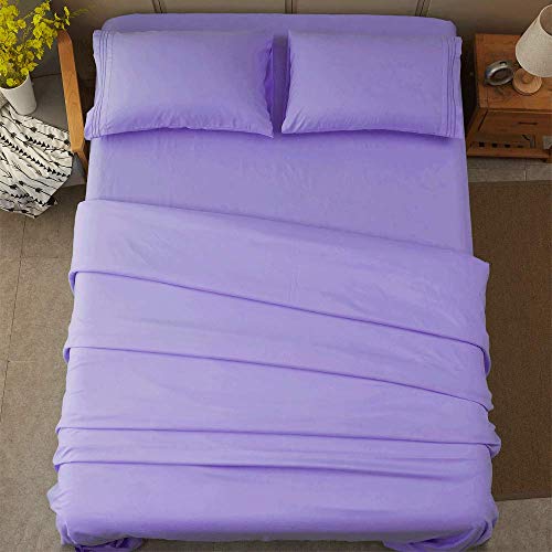 Bed Sheet Set Super Soft Microfiber 1800 Thread Count Luxury Egyptian Sheets 16-Inch Deep Pocket Wrinkle -4 Piece(Queen Dark Grey)