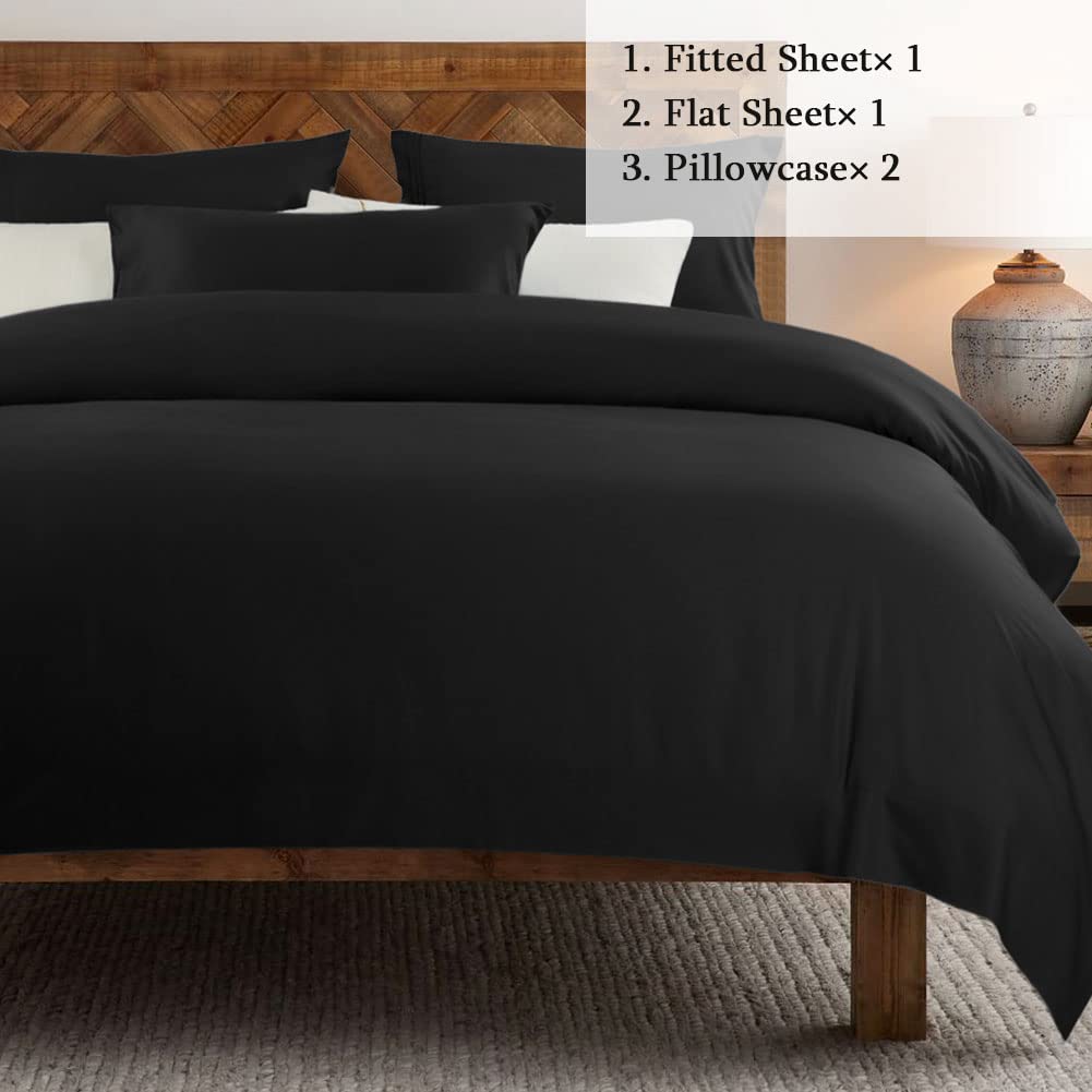 Bed Sheet Set Super Soft Microfiber 1800 Thread Count Luxury Egyptian Sheets 16-Inch Deep Pocket Wrinkle -4 Piece(Queen Dark Grey)