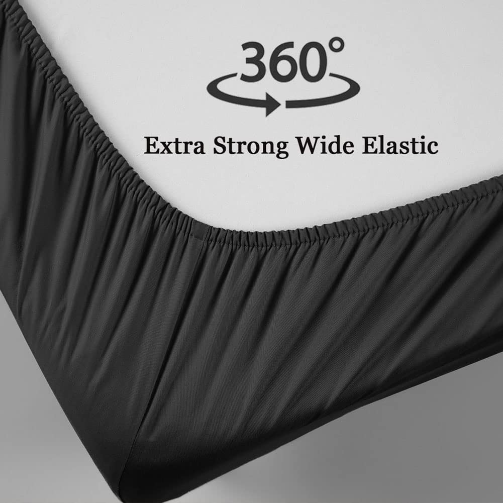 Bed Sheet Set Super Soft Microfiber 1800 Thread Count Luxury Egyptian Sheets 16-Inch Deep Pocket Wrinkle -4 Piece(Queen Dark Grey)