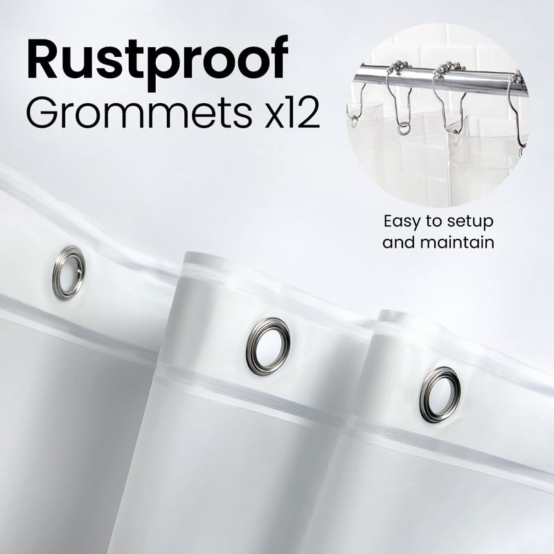 Bathroom Shower Curtain Waterproof Plastic Shower Curtain Premium PEVA Non-Toxic with Rust Proof Grommets Clear 8G Bathroom Accessories 72x72