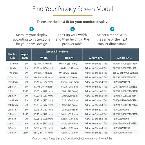 Monitor Privacy Screen for 24 inch PC Display - Computer Screen Security Filter - Blue Light Reducing Screen Protector Film - 16:9 Widescreen - Matte/Glossy - +/-30 Degree, TAA