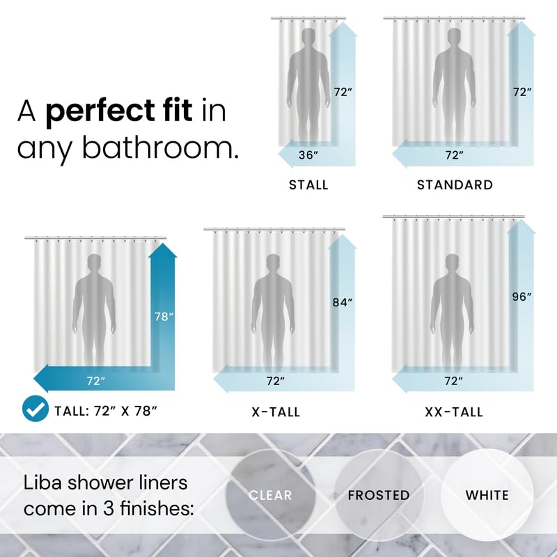 Bathroom Shower Curtain Waterproof Plastic Shower Curtain Premium PEVA Non-Toxic with Rust Proof Grommets Clear 8G Bathroom Accessories 72x72