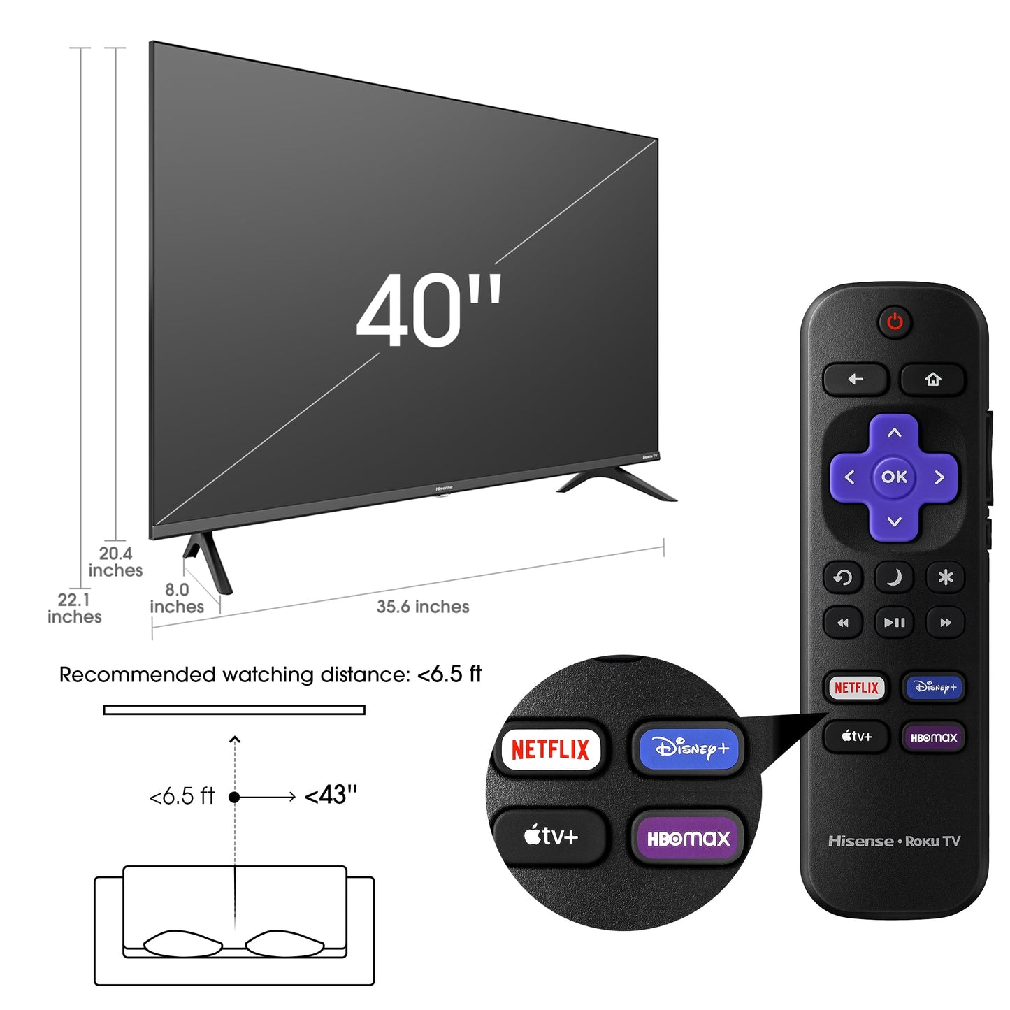 Hisense 40" Class FHD (1080P) Roku Smart LED TV