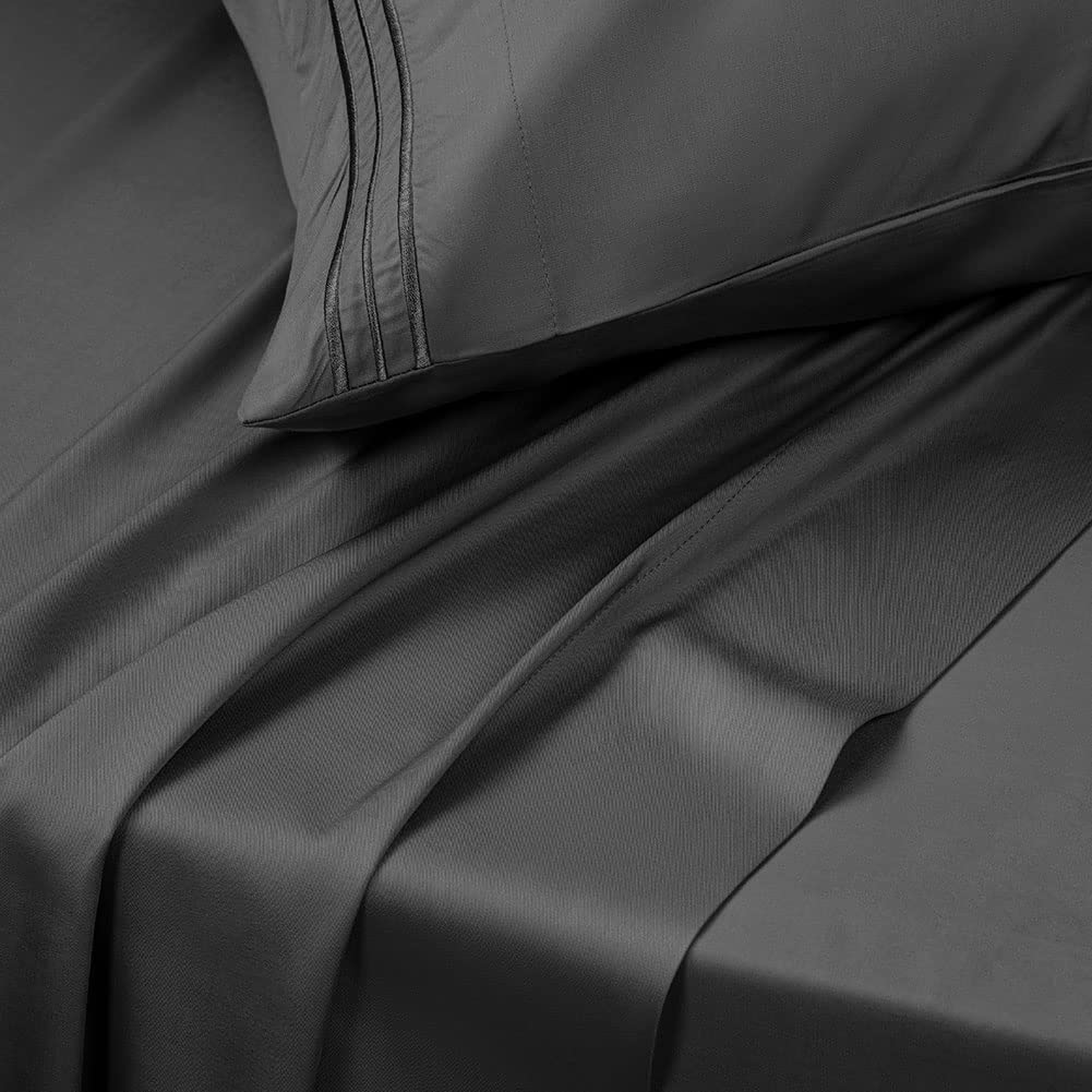 Bed Sheet Set Super Soft Microfiber 1800 Thread Count Luxury Egyptian Sheets 16-Inch Deep Pocket Wrinkle -4 Piece(Queen Dark Grey)