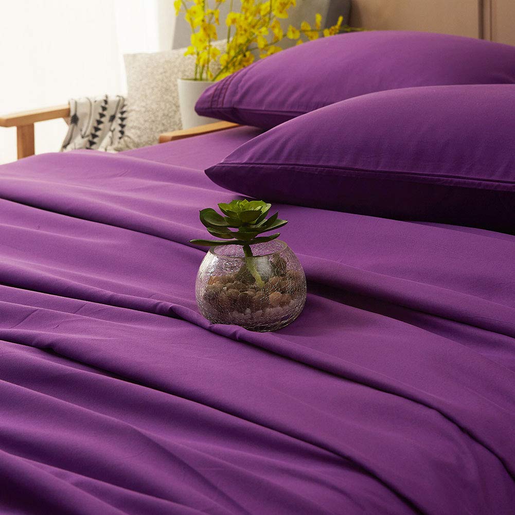 Bed Sheet Set Super Soft Microfiber 1800 Thread Count Luxury Egyptian Sheets 16-Inch Deep Pocket Wrinkle -4 Piece(Queen Dark Grey)