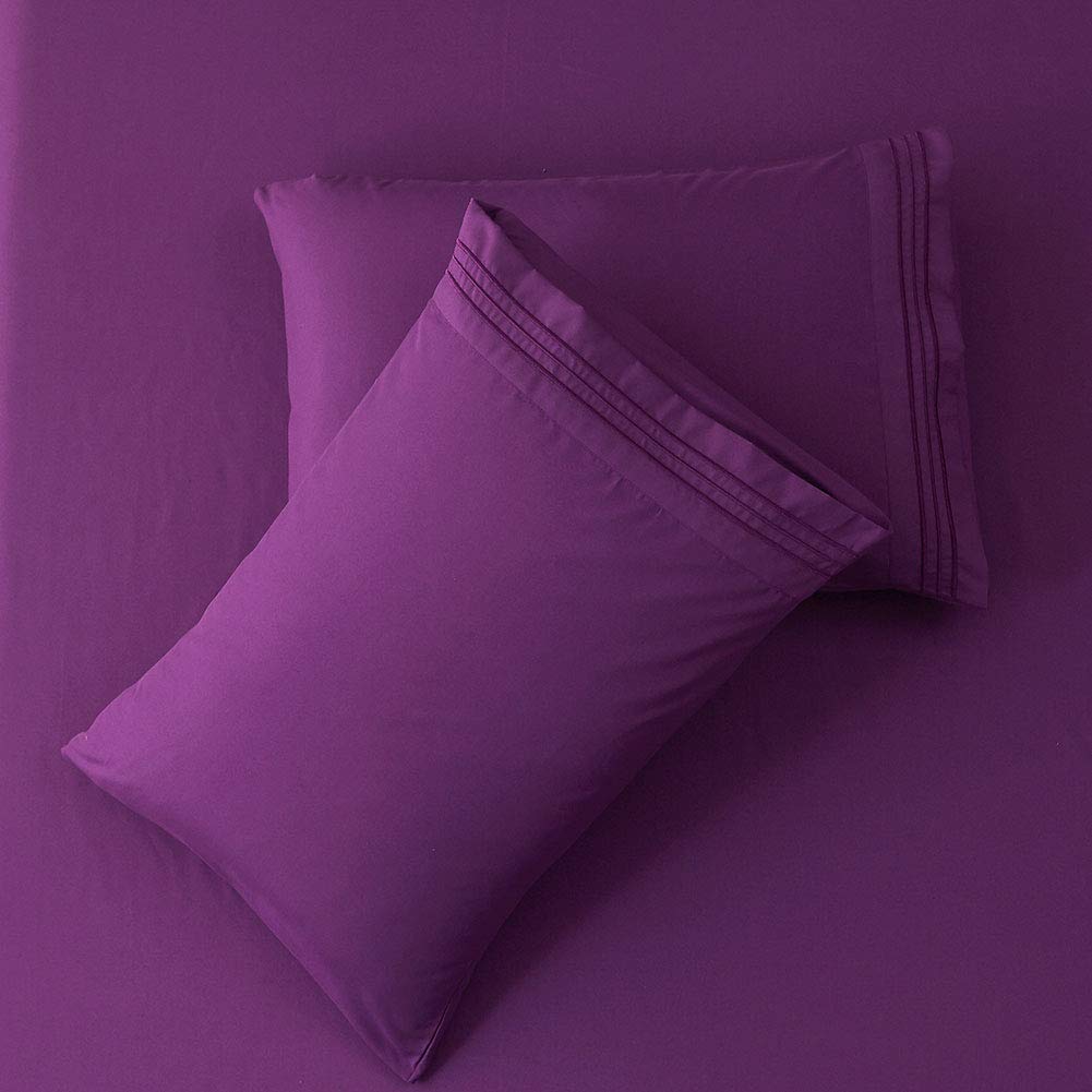 Bed Sheet Set Super Soft Microfiber 1800 Thread Count Luxury Egyptian Sheets 16-Inch Deep Pocket Wrinkle -4 Piece(Queen Dark Grey)