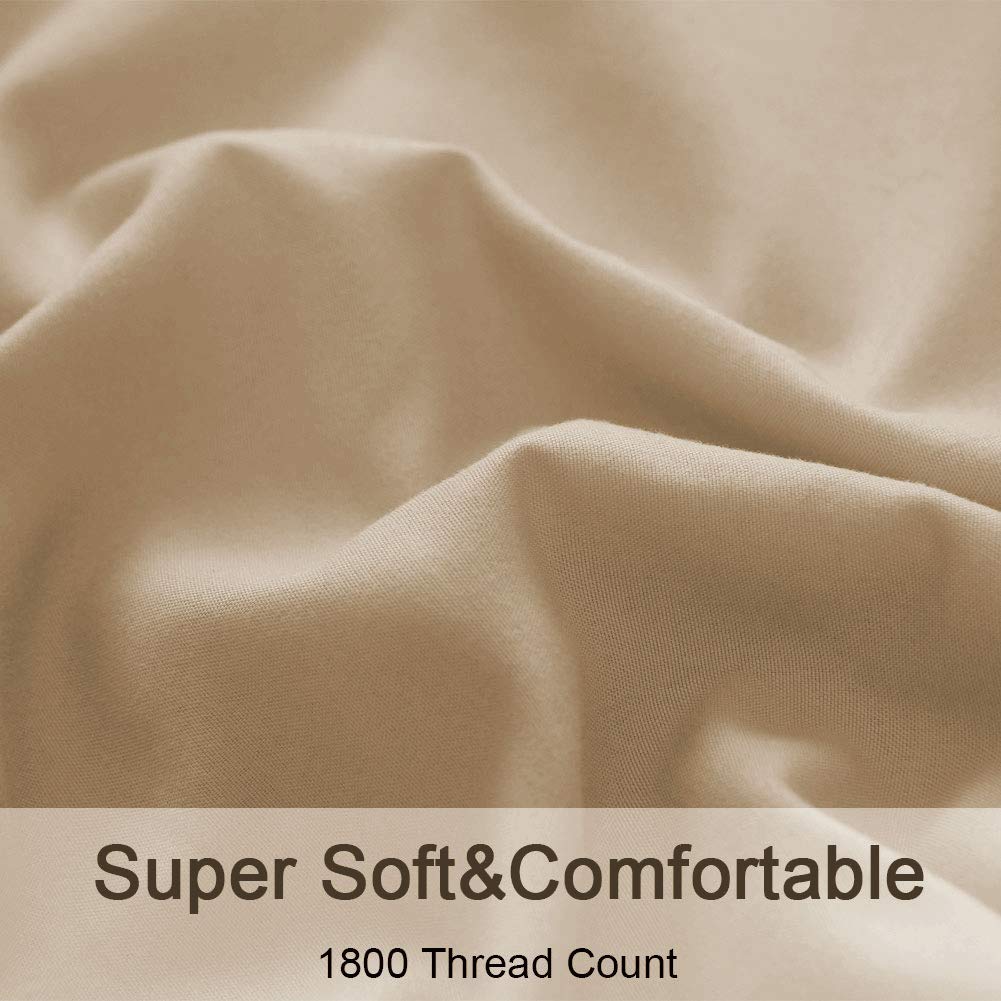 Bed Sheet Set Super Soft Microfiber 1800 Thread Count Luxury Egyptian Sheets 16-Inch Deep Pocket Wrinkle -4 Piece(Queen Dark Grey)