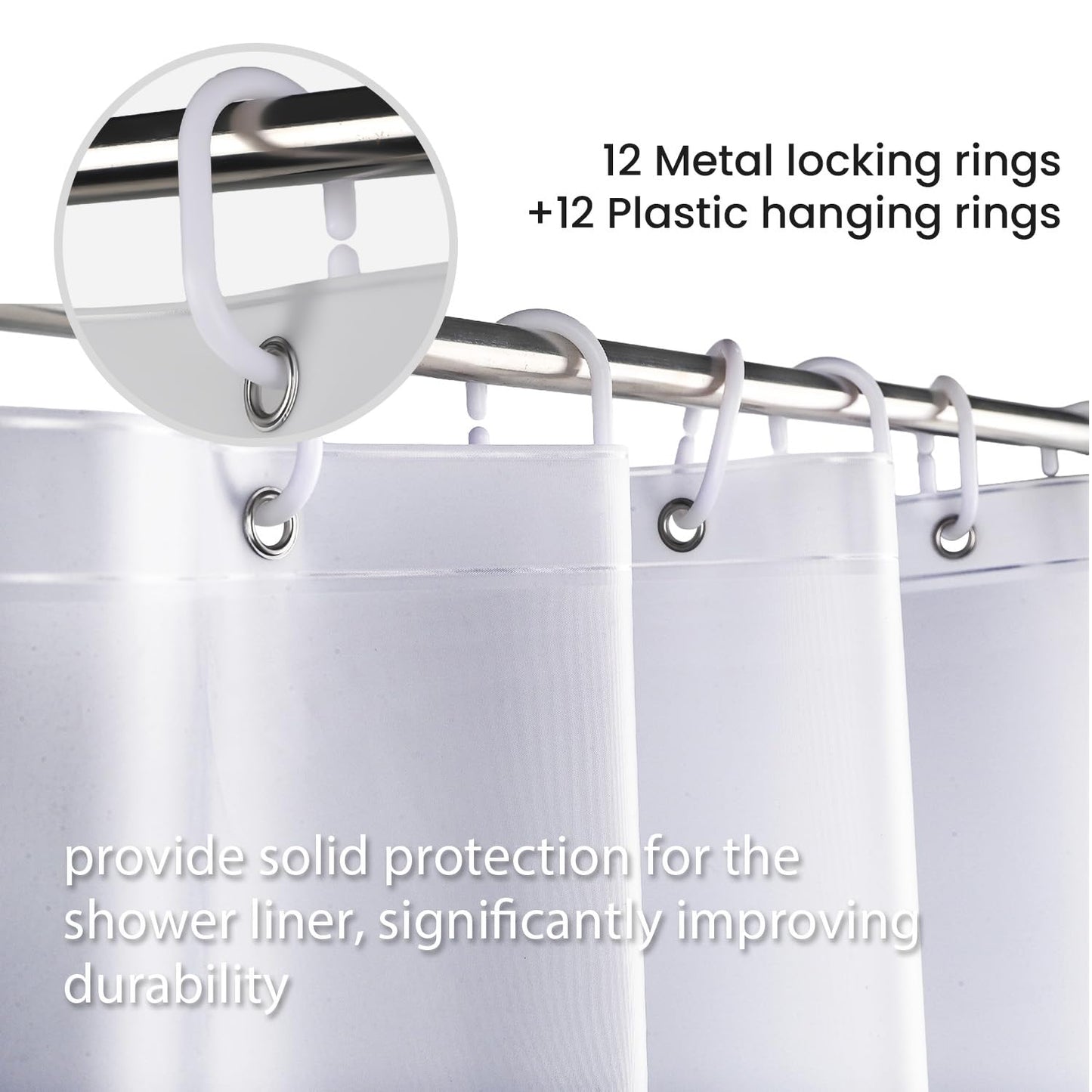 Bathroom Shower Curtain Waterproof Plastic Shower Curtain Premium PEVA Non-Toxic with Rust Proof Grommets Clear 8G Bathroom Accessories 72x72