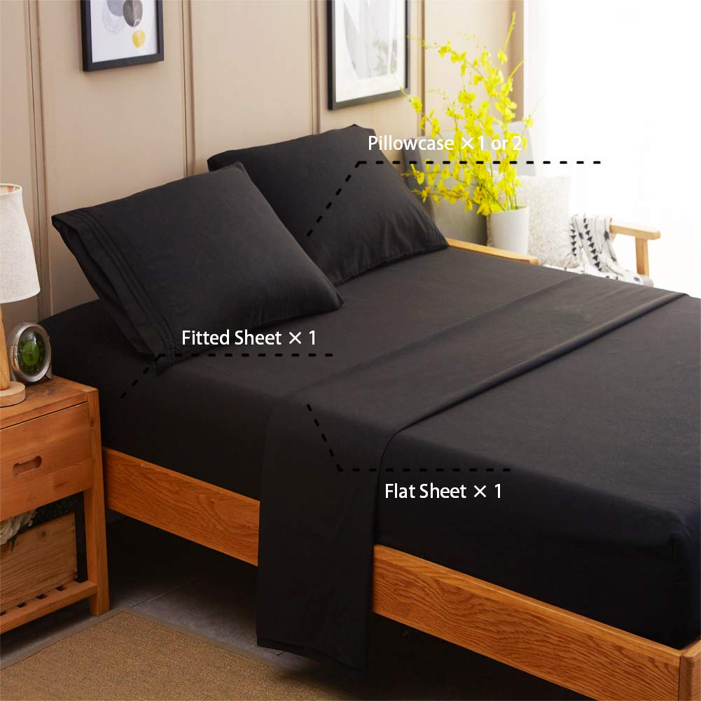 Bed Sheet Set Super Soft Microfiber 1800 Thread Count Luxury Egyptian Sheets 16-Inch Deep Pocket Wrinkle -4 Piece(Queen Dark Grey)