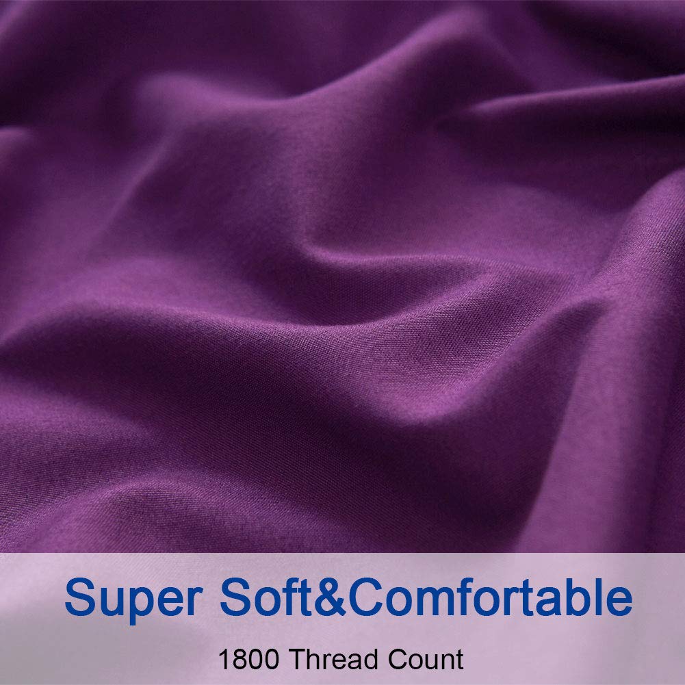 Bed Sheet Set Super Soft Microfiber 1800 Thread Count Luxury Egyptian Sheets 16-Inch Deep Pocket Wrinkle -4 Piece(Queen Dark Grey)