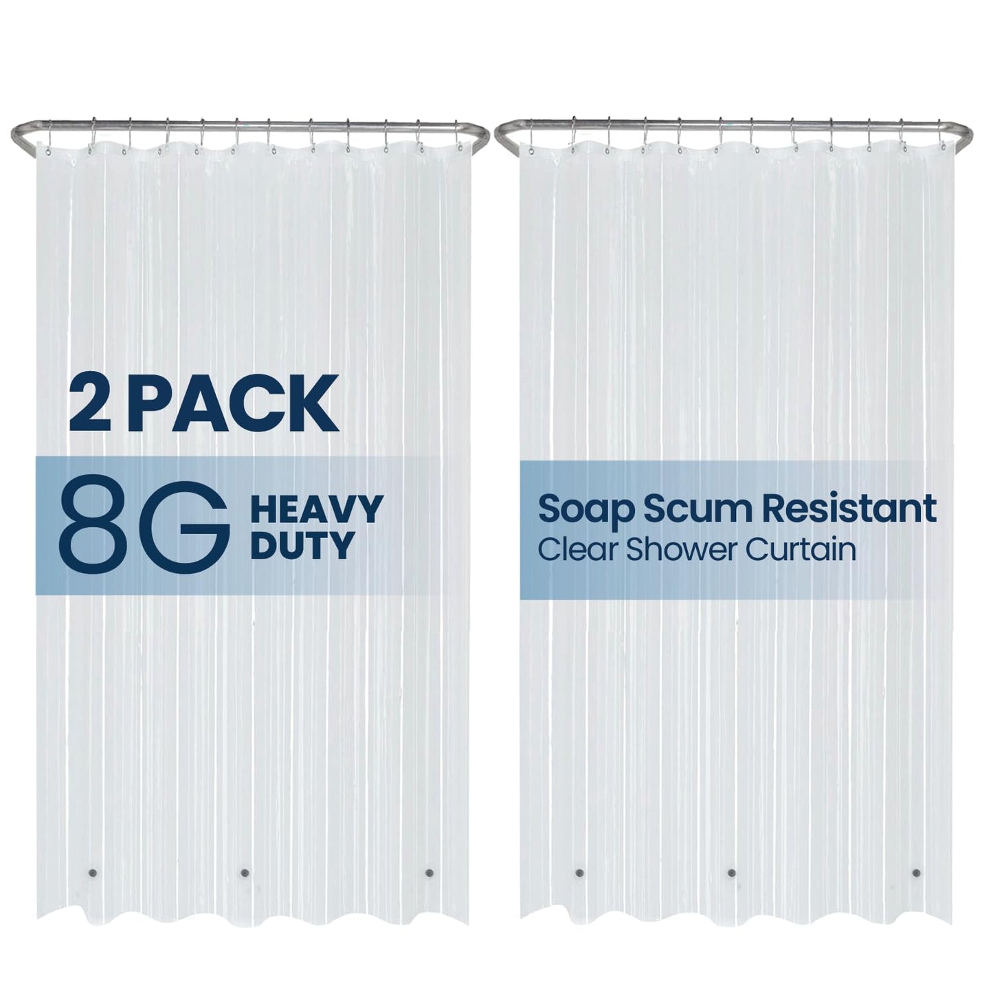 Bathroom Shower Curtain Waterproof Plastic Shower Curtain Premium PEVA Non-Toxic with Rust Proof Grommets Clear 8G Bathroom Accessories 72x72