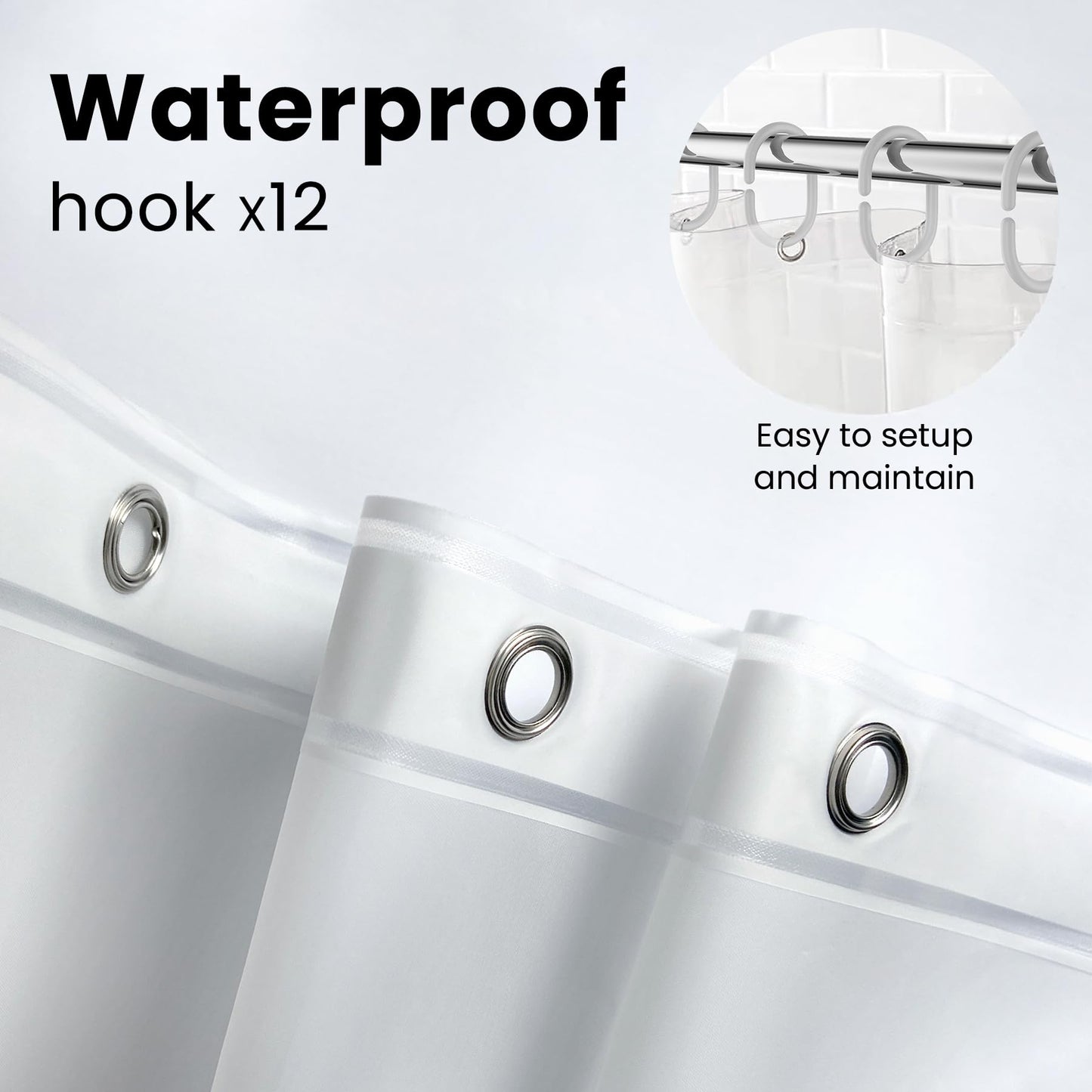 Bathroom Shower Curtain Waterproof Plastic Shower Curtain Premium PEVA Non-Toxic with Rust Proof Grommets Clear 8G Bathroom Accessories 72x72