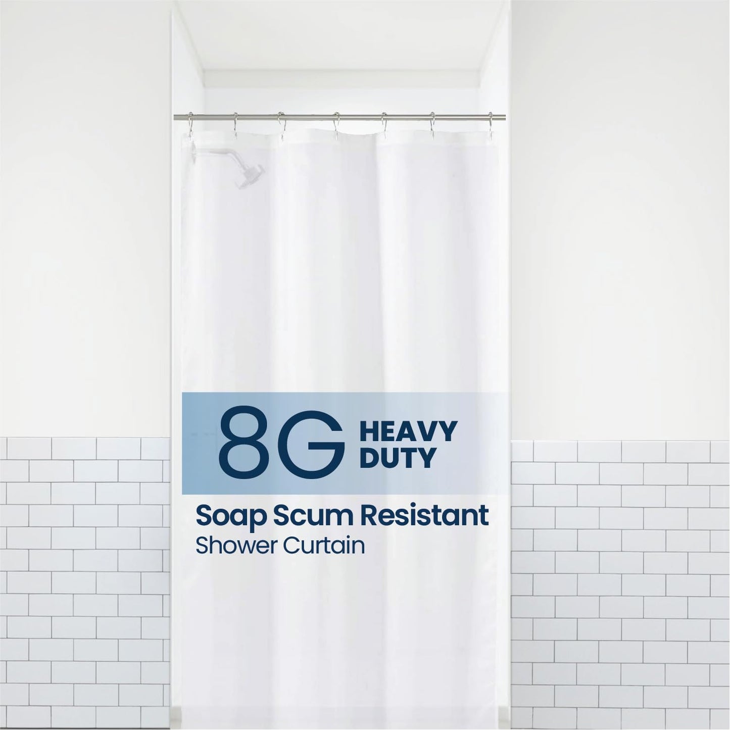 Bathroom Shower Curtain Waterproof Plastic Shower Curtain Premium PEVA Non-Toxic with Rust Proof Grommets Clear 8G Bathroom Accessories 72x72
