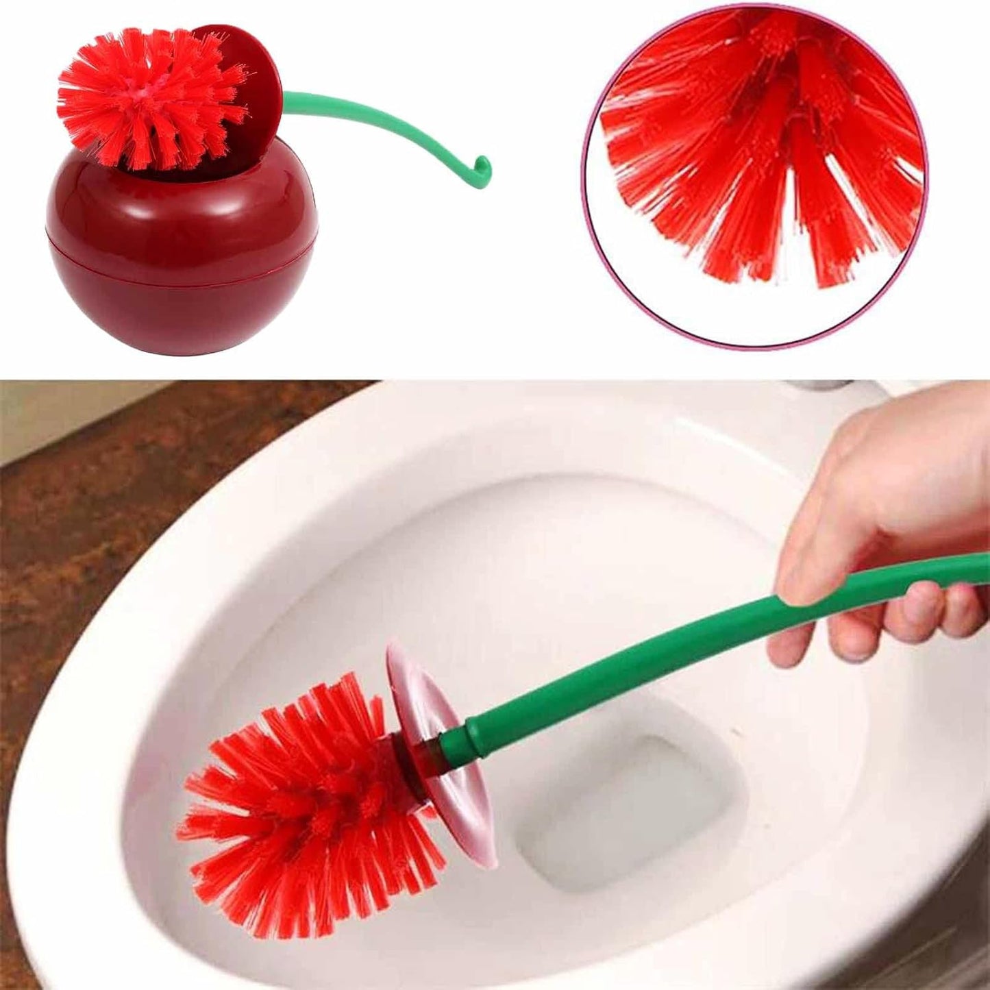 Bathroom Cherry Toilet Brush and Holder Bathroom Funky Cute Toilet Brush