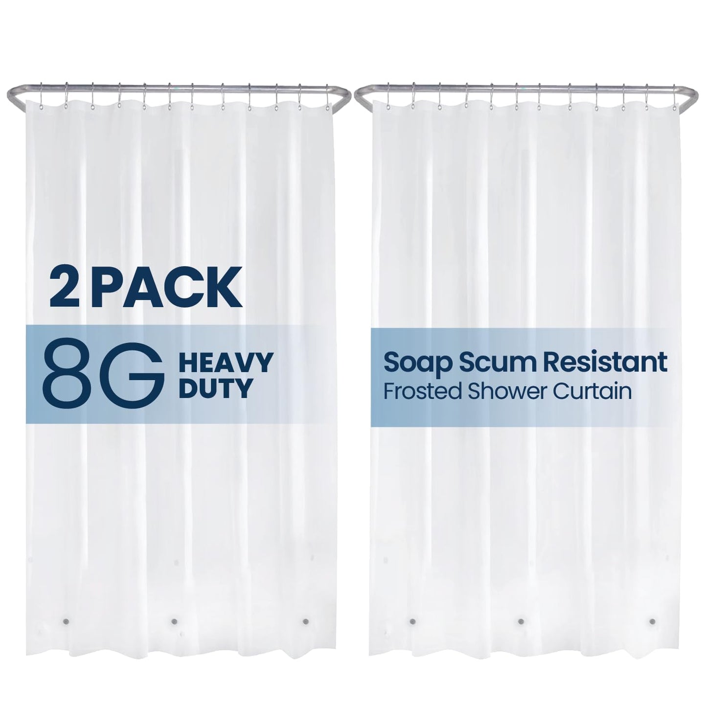 Bathroom Shower Curtain Waterproof Plastic Shower Curtain Premium PEVA Non-Toxic with Rust Proof Grommets Clear 8G Bathroom Accessories 72x72