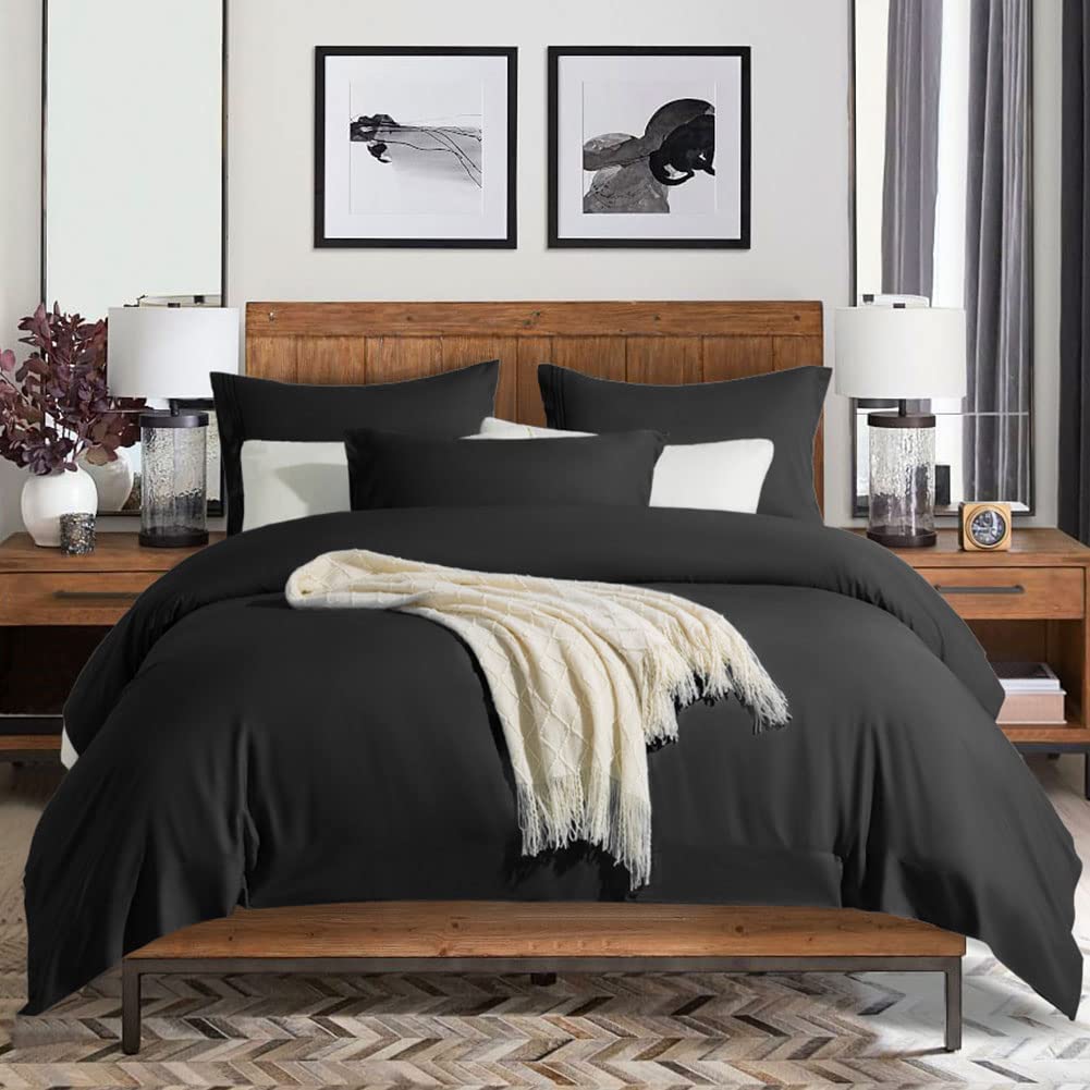 Bed Sheet Set Super Soft Microfiber 1800 Thread Count Luxury Egyptian Sheets 16-Inch Deep Pocket Wrinkle -4 Piece(Queen Dark Grey)