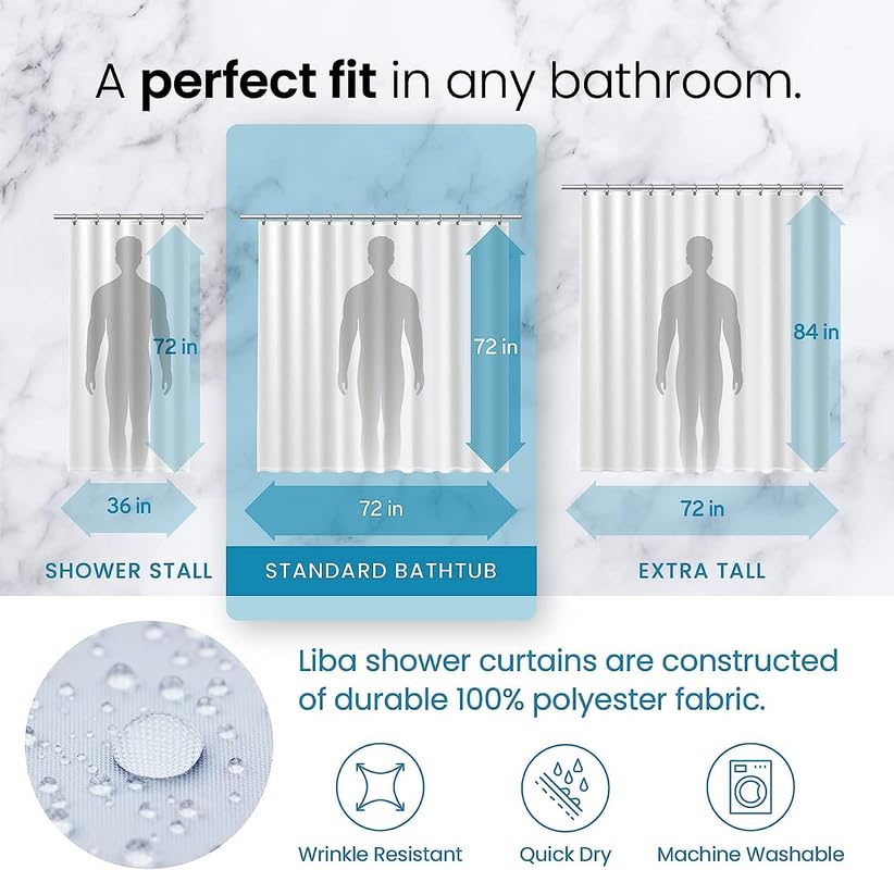 Bathroom Shower Curtain Waterproof Plastic Shower Curtain Premium PEVA Non-Toxic with Rust Proof Grommets Clear 8G Bathroom Accessories 72x72