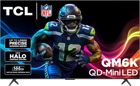 TCL 55-Inch Class QM6K Series QD-Mini LED 4K UHD Google Smart TV Best Value Mini-LED TV - QLED, 144hz, 240hz Gaming Rate, High Contrast Screen, Onkyo Audio, Dolby Atmos (55QM6K, 2025 Model)