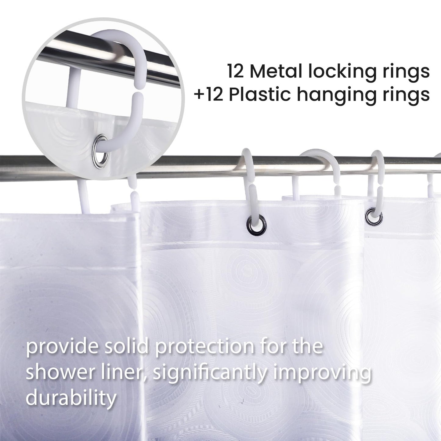 Bathroom Shower Curtain Waterproof Plastic Shower Curtain Premium PEVA Non-Toxic with Rust Proof Grommets Clear 8G Bathroom Accessories 72x72