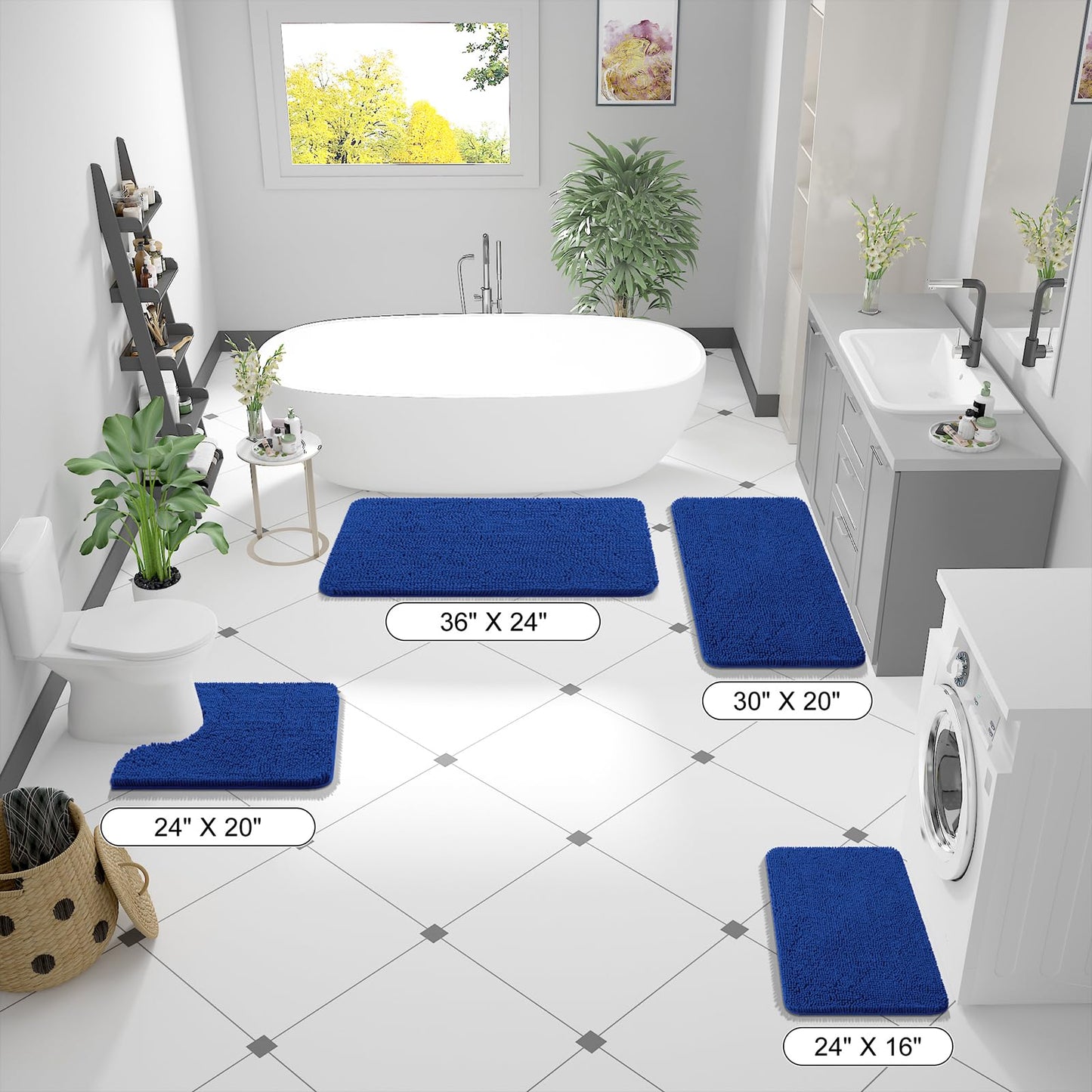 Bathroom Rugs 30x20, Extra Soft Absorbent Chenille Bath Rugs