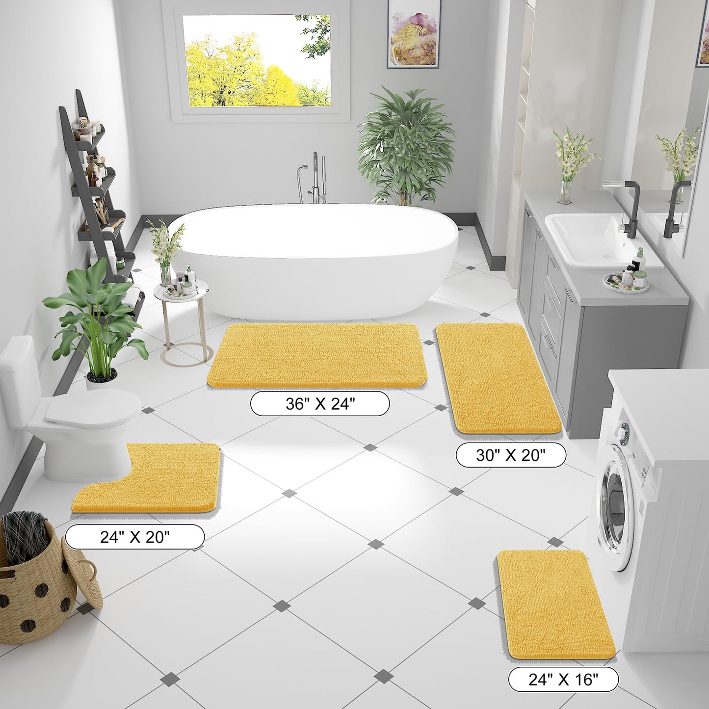 Bathroom Rugs 30x20, Extra Soft Absorbent Chenille Bath Rugs