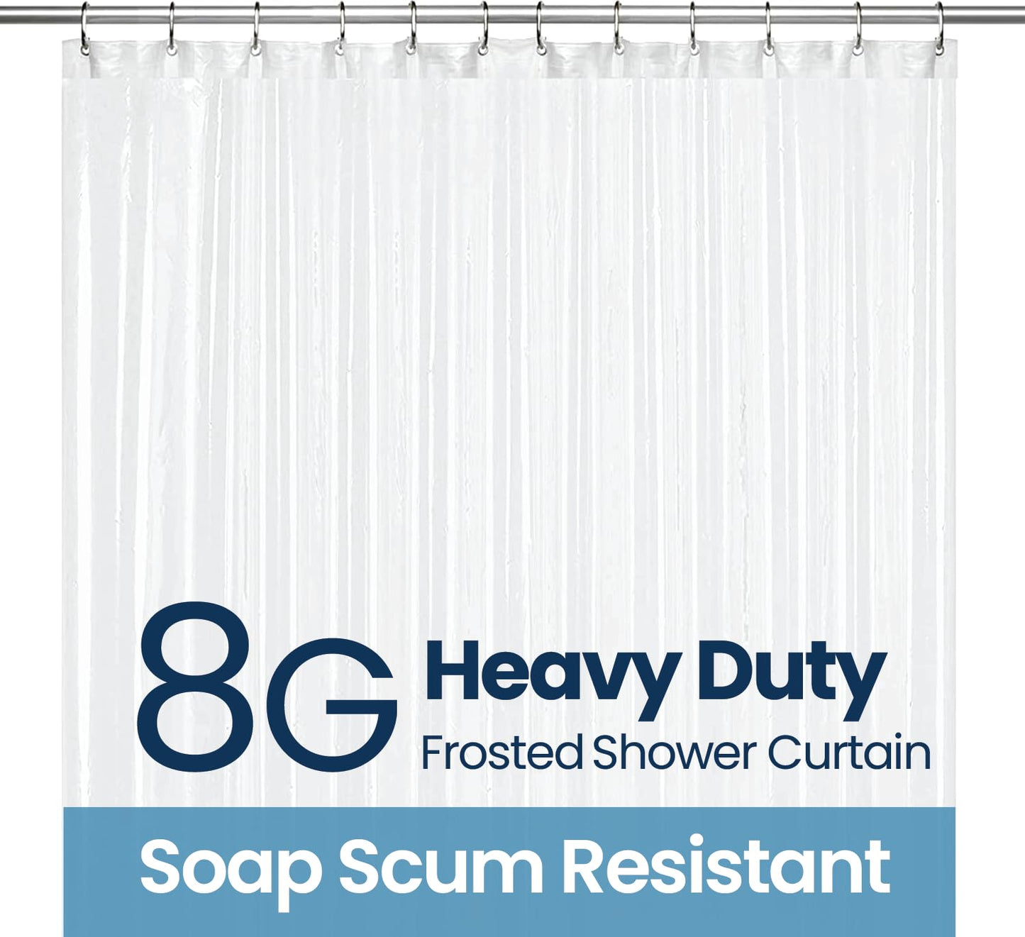 Bathroom Shower Curtain Waterproof Plastic Shower Curtain Premium PEVA Non-Toxic with Rust Proof Grommets Clear 8G Bathroom Accessories 72x72