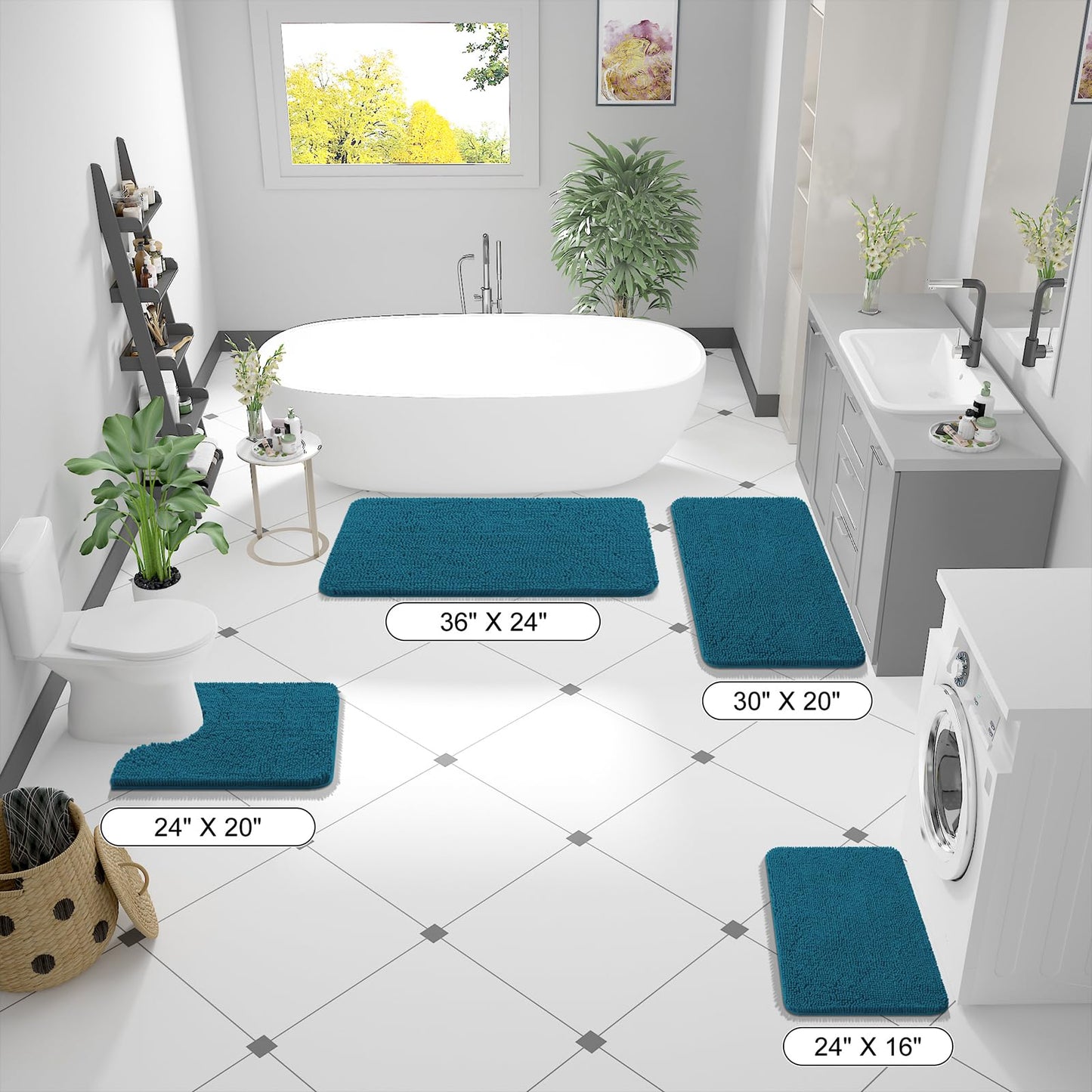 Bathroom Rugs 30x20, Extra Soft Absorbent Chenille Bath Rugs
