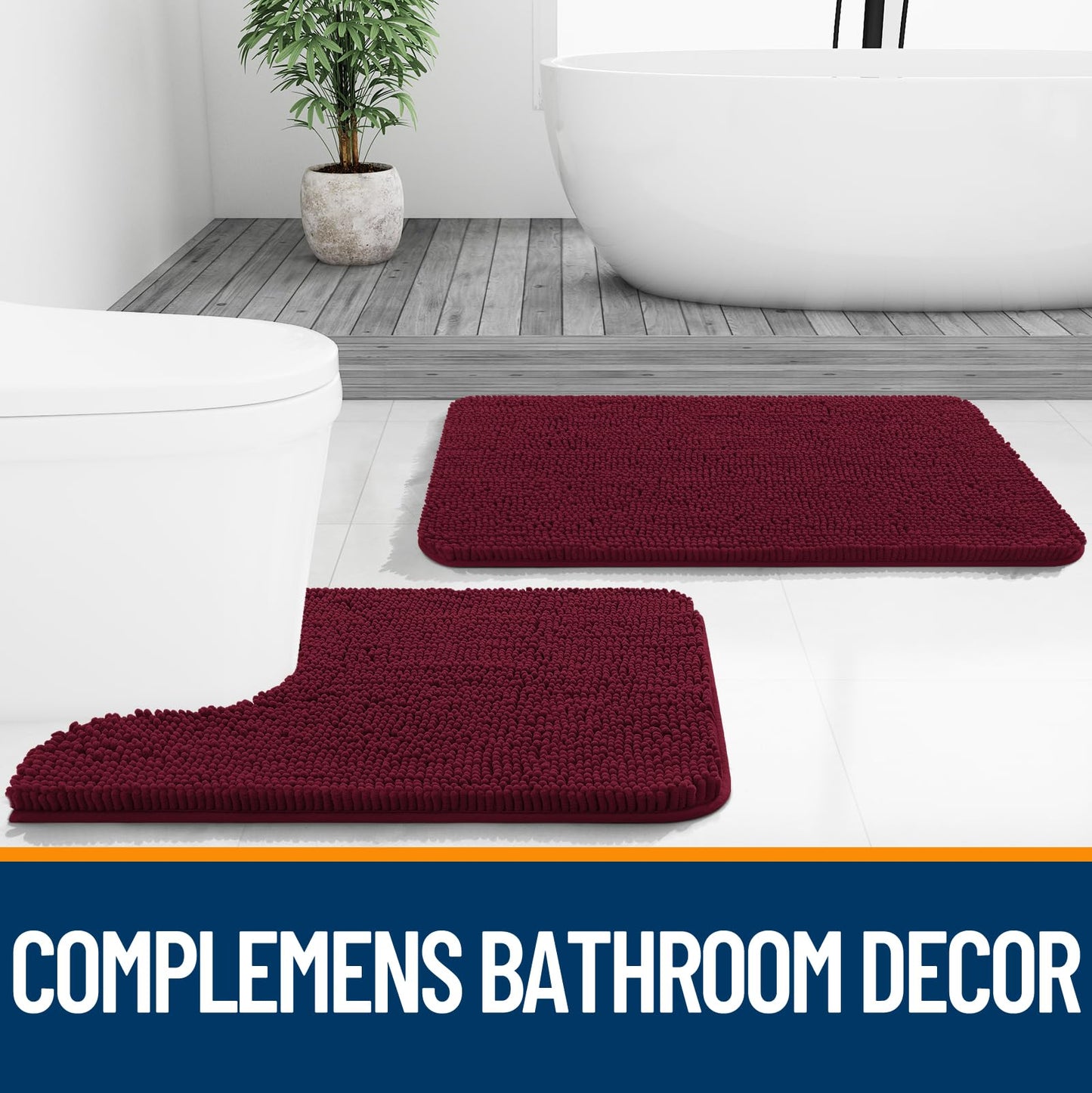 Bathroom Rugs 30x20, Extra Soft Absorbent Chenille Bath Rugs