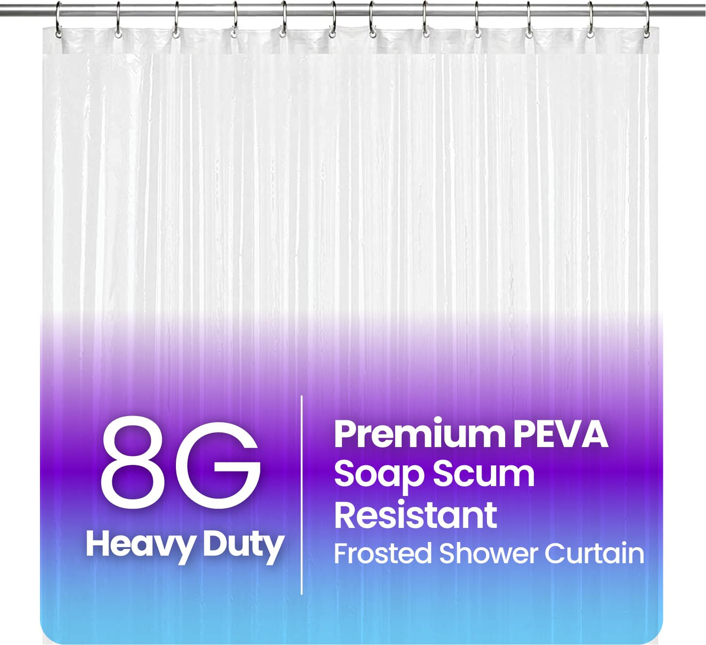 Bathroom Shower Curtain Waterproof Plastic Shower Curtain Premium PEVA Non-Toxic with Rust Proof Grommets Clear 8G Bathroom Accessories 72x72