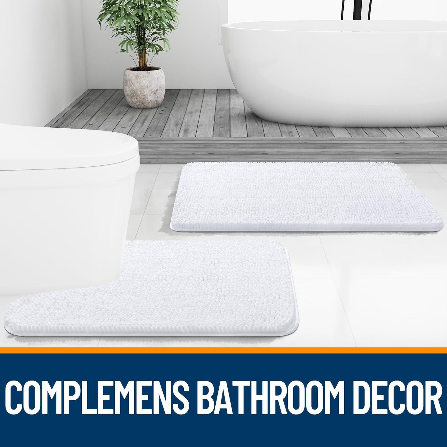 Bathroom Rugs 30x20, Extra Soft Absorbent Chenille Bath Rugs