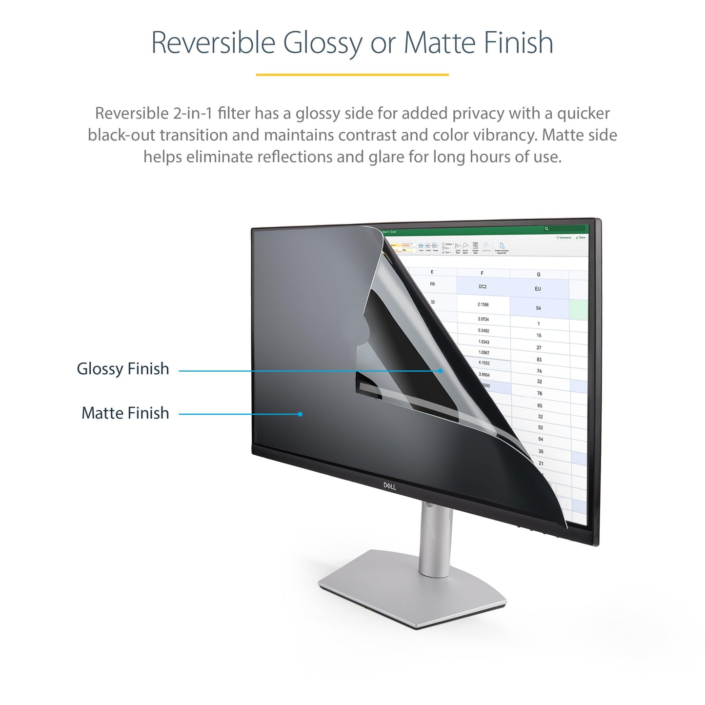 Monitor Privacy Screen for 24 inch PC Display - Computer Screen Security Filter - Blue Light Reducing Screen Protector Film - 16:9 Widescreen - Matte/Glossy - +/-30 Degree, TAA