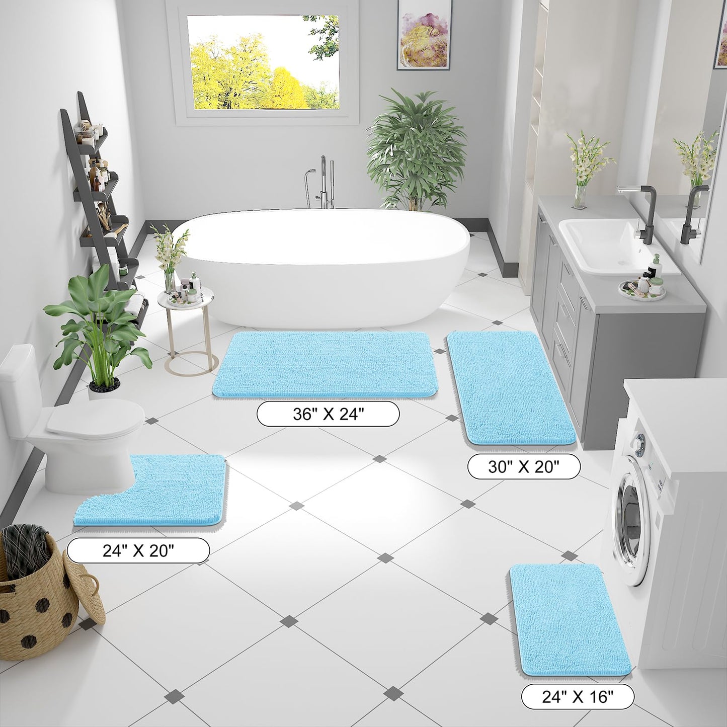 Bathroom Rugs 30x20, Extra Soft Absorbent Chenille Bath Rugs