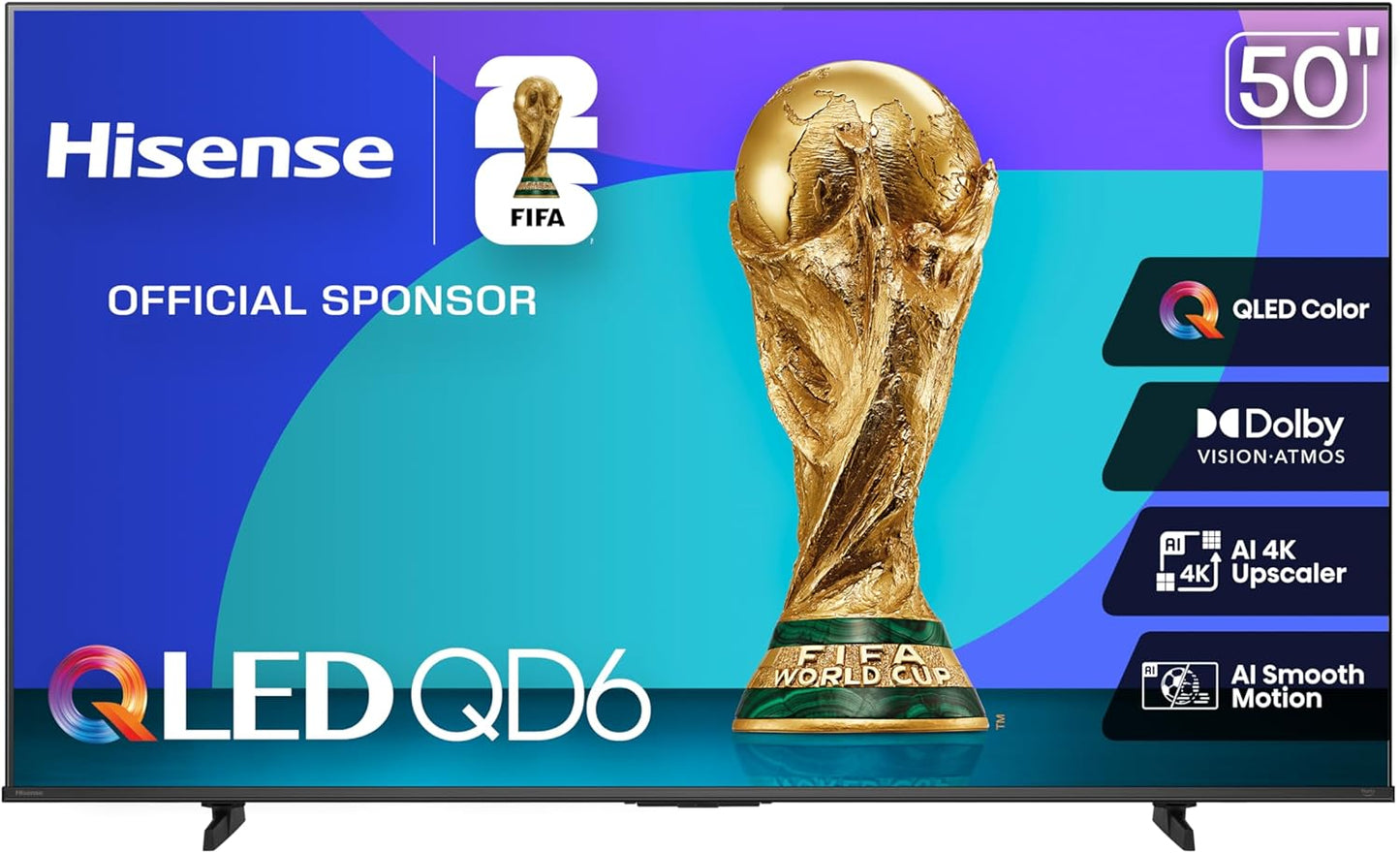 Hisense 50" Class QD6 Series (50QD6QF, 2025 Model) QLED 4K UHD Smart Fire TV, Voice Remote with Alexa, Dolby Vision, Dolby Atmos, Motion Rate 120, HDR 10+, Game Mode Plus, MEMC, VRR, ALLM