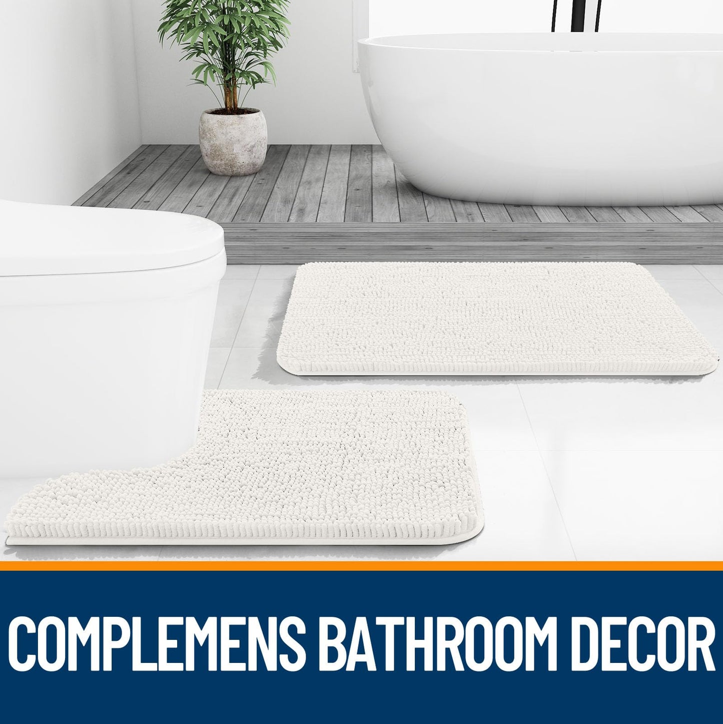 Bathroom Rugs 30x20, Extra Soft Absorbent Chenille Bath Rugs