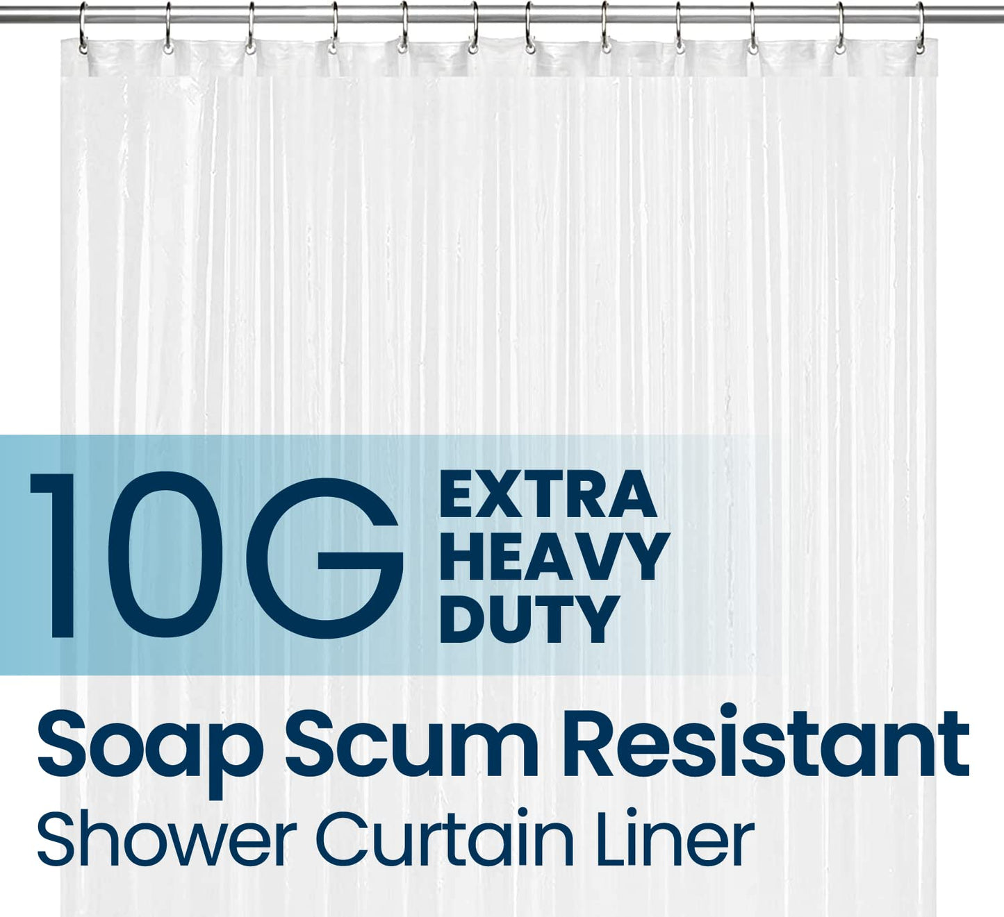Bathroom Shower Curtain Waterproof Plastic Shower Curtain Premium PEVA Non-Toxic with Rust Proof Grommets Clear 8G Bathroom Accessories 72x72
