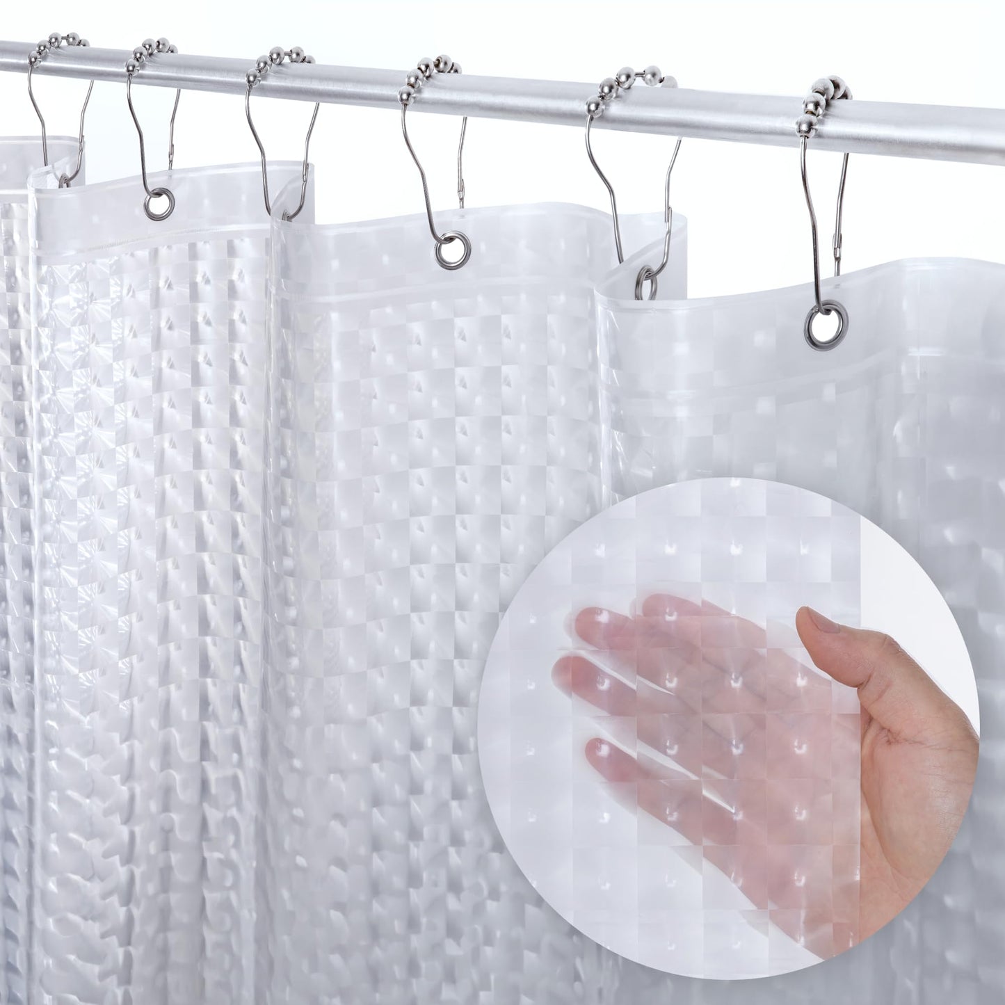 Bathroom Shower Curtain Waterproof Plastic Shower Curtain Premium PEVA Non-Toxic with Rust Proof Grommets Clear 8G Bathroom Accessories 72x72