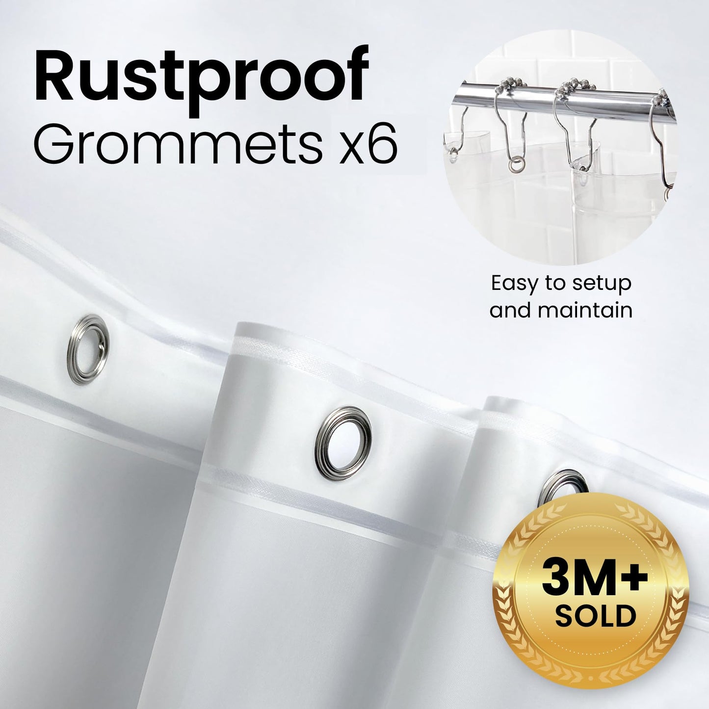 Bathroom Shower Curtain Waterproof Plastic Shower Curtain Premium PEVA Non-Toxic with Rust Proof Grommets Clear 8G Bathroom Accessories 72x72