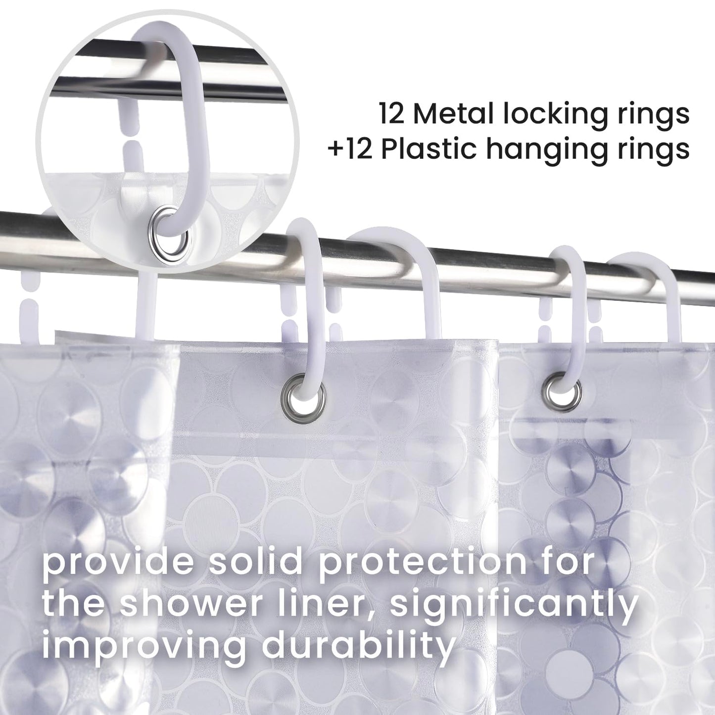 Bathroom Shower Curtain Waterproof Plastic Shower Curtain Premium PEVA Non-Toxic with Rust Proof Grommets Clear 8G Bathroom Accessories 72x72
