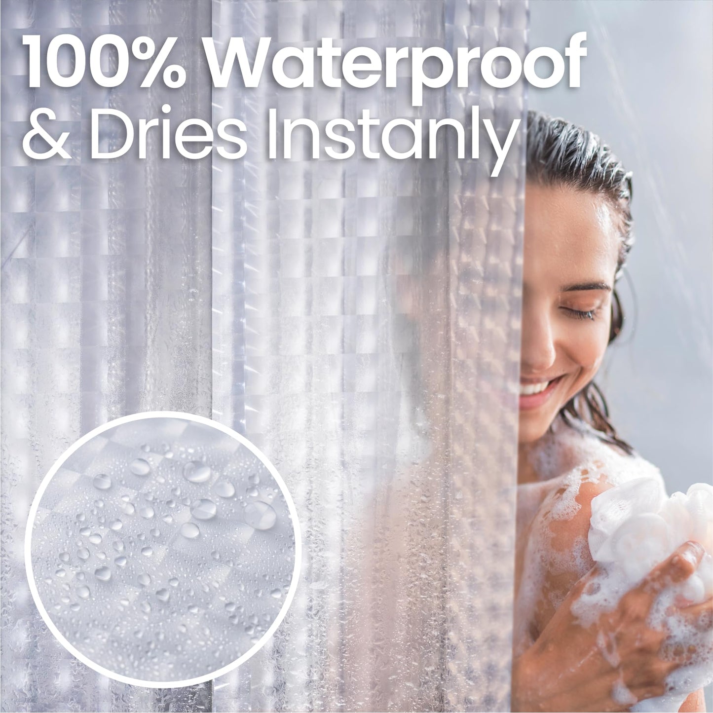 Bathroom Shower Curtain Waterproof Plastic Shower Curtain Premium PEVA Non-Toxic with Rust Proof Grommets Clear 8G Bathroom Accessories 72x72