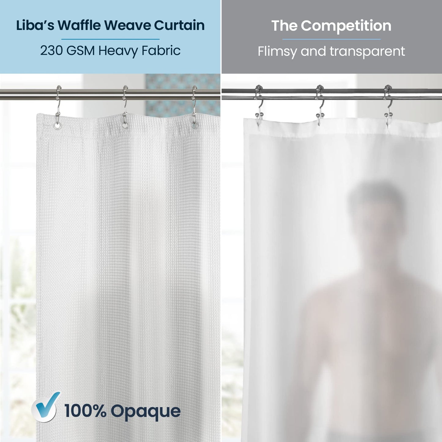 Bathroom Shower Curtain Waterproof Plastic Shower Curtain Premium PEVA Non-Toxic with Rust Proof Grommets Clear 8G Bathroom Accessories 72x72