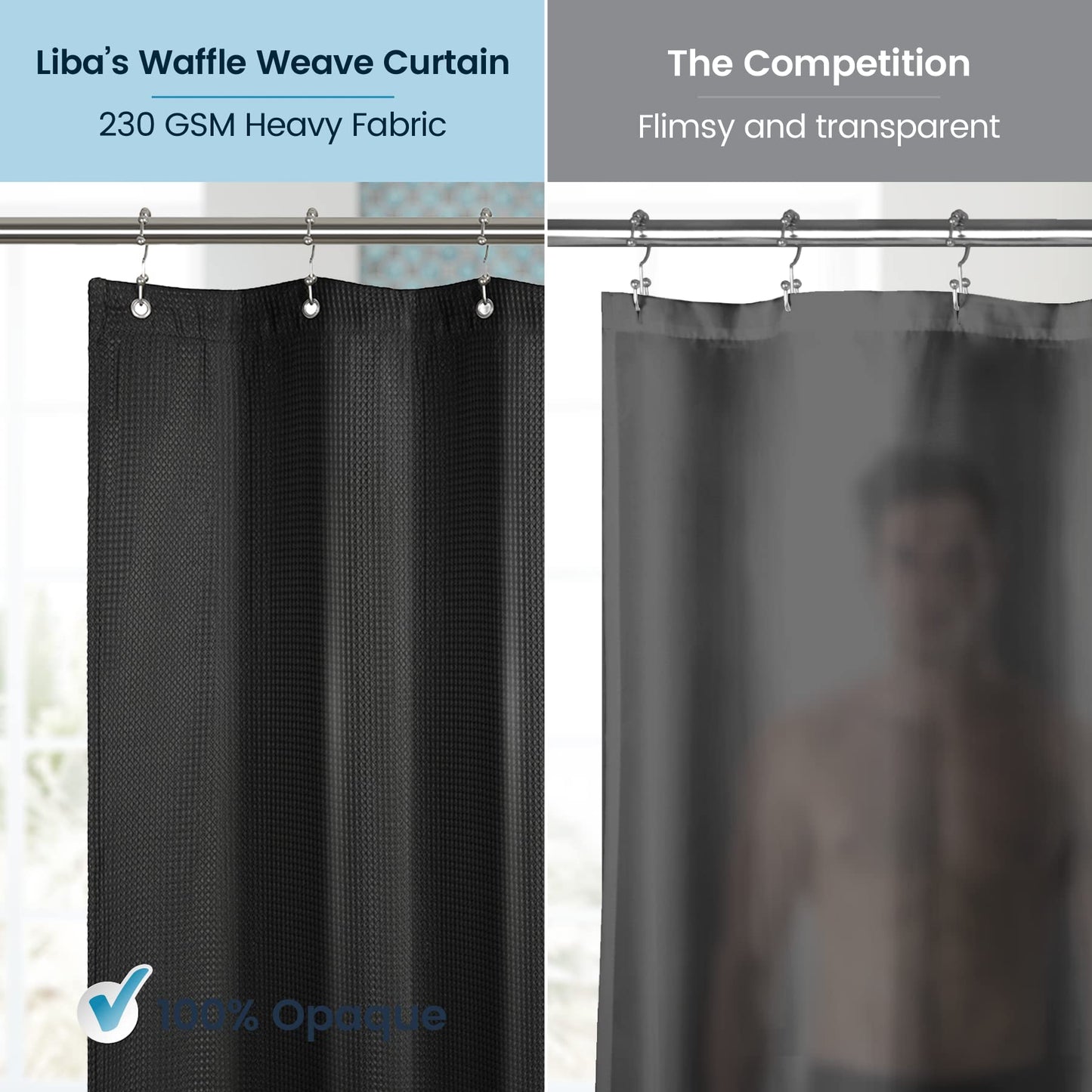 Bathroom Shower Curtain Waterproof Plastic Shower Curtain Premium PEVA Non-Toxic with Rust Proof Grommets Clear 8G Bathroom Accessories 72x72