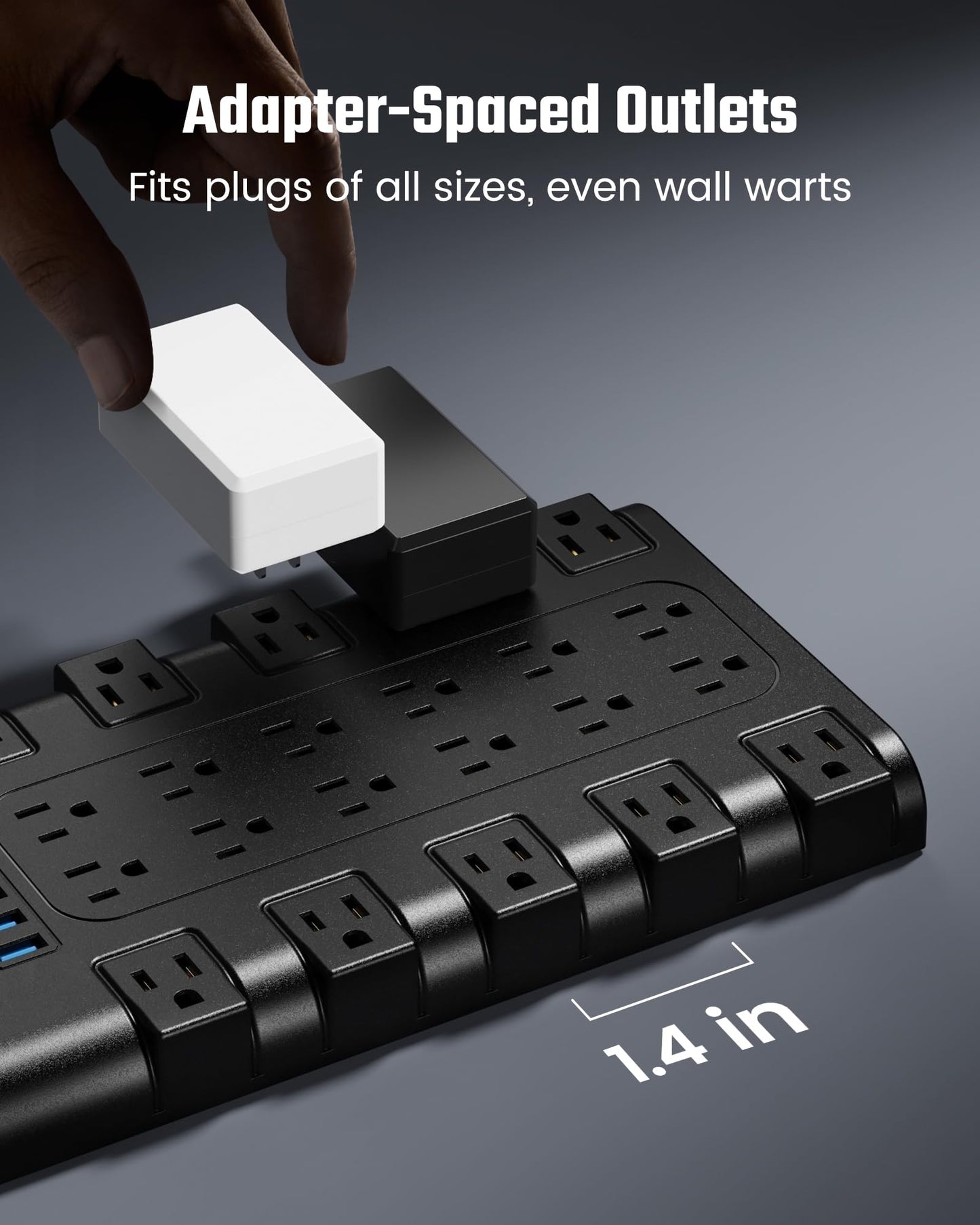 Power Strip, Surge Protector with 22 AC Outlets and 6 USB Charging Ports, 1875W/15AHeavy Duty Extension Cord