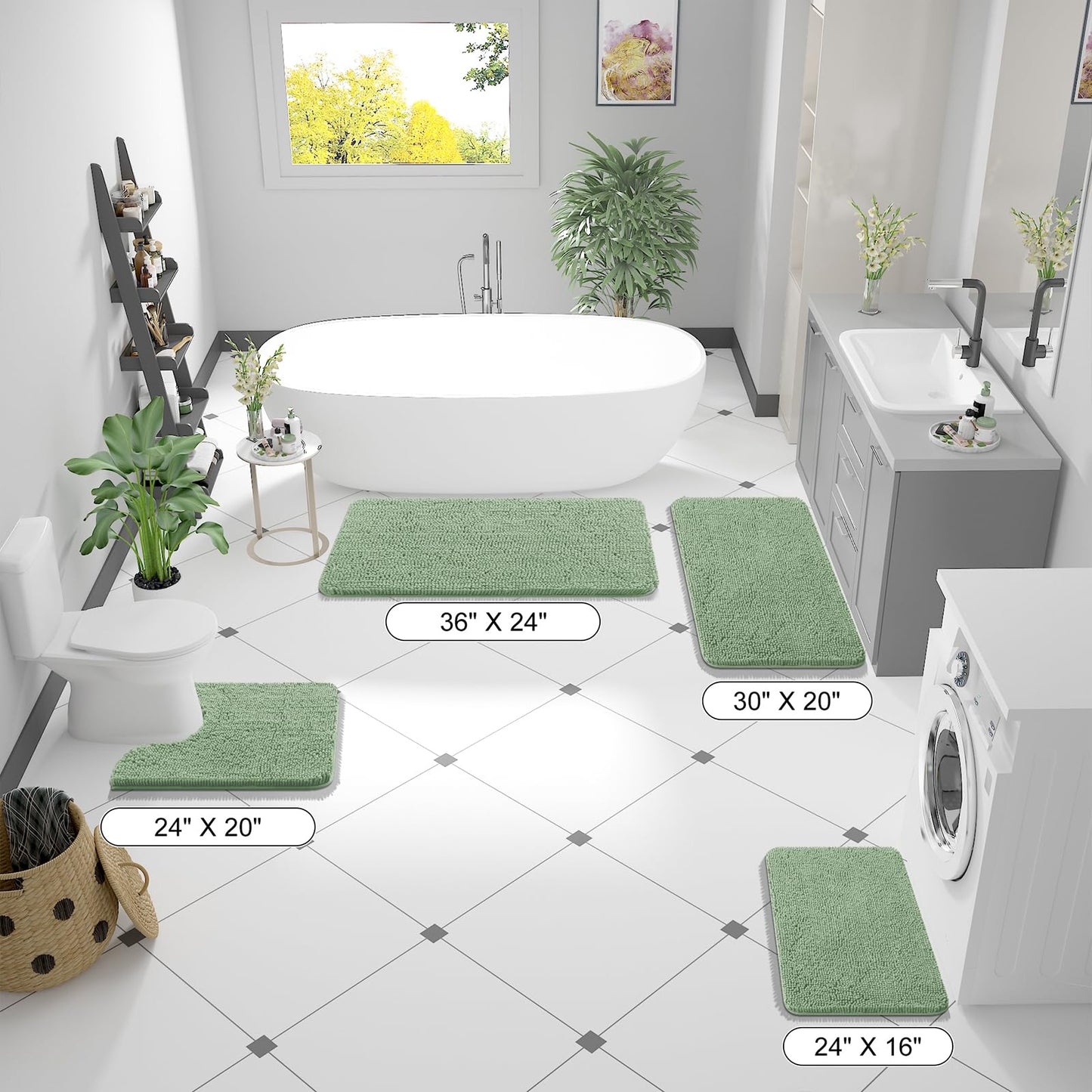 Bathroom Rugs 30x20, Extra Soft Absorbent Chenille Bath Rugs