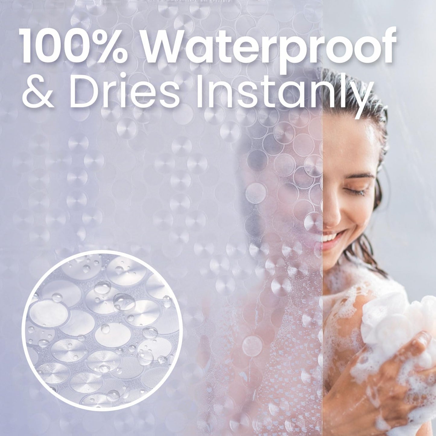 Bathroom Shower Curtain Waterproof Plastic Shower Curtain Premium PEVA Non-Toxic with Rust Proof Grommets Clear 8G Bathroom Accessories 72x72