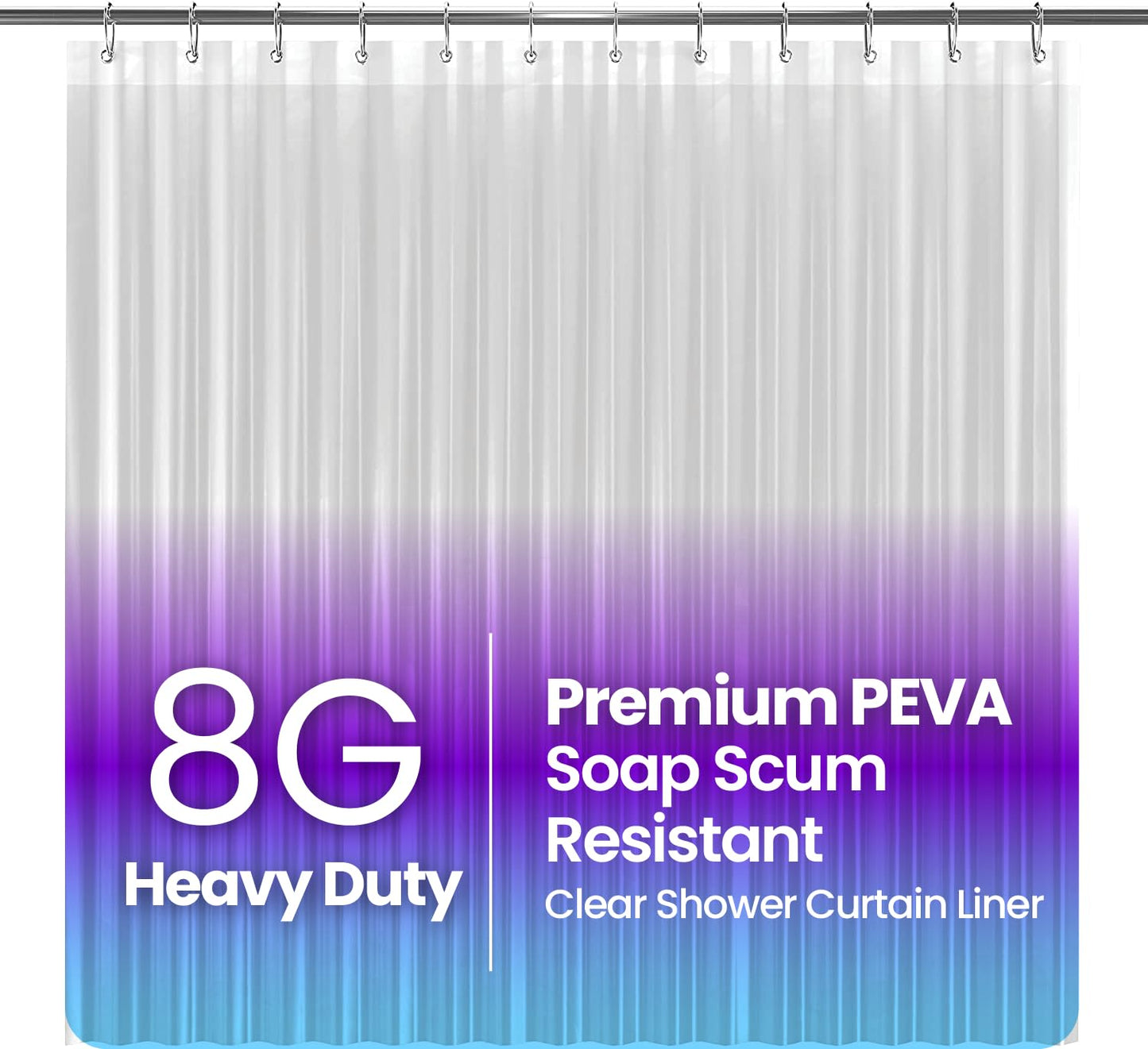 Bathroom Shower Curtain Waterproof Plastic Shower Curtain Premium PEVA Non-Toxic with Rust Proof Grommets Clear 8G Bathroom Accessories 72x72
