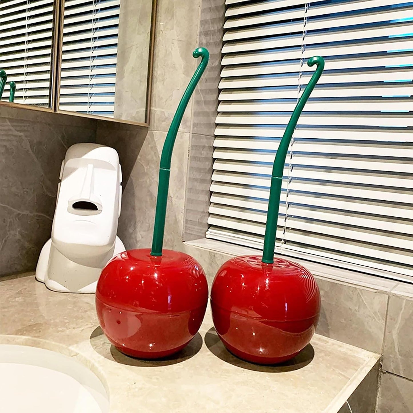Bathroom Cherry Toilet Brush and Holder Bathroom Funky Cute Toilet Brush